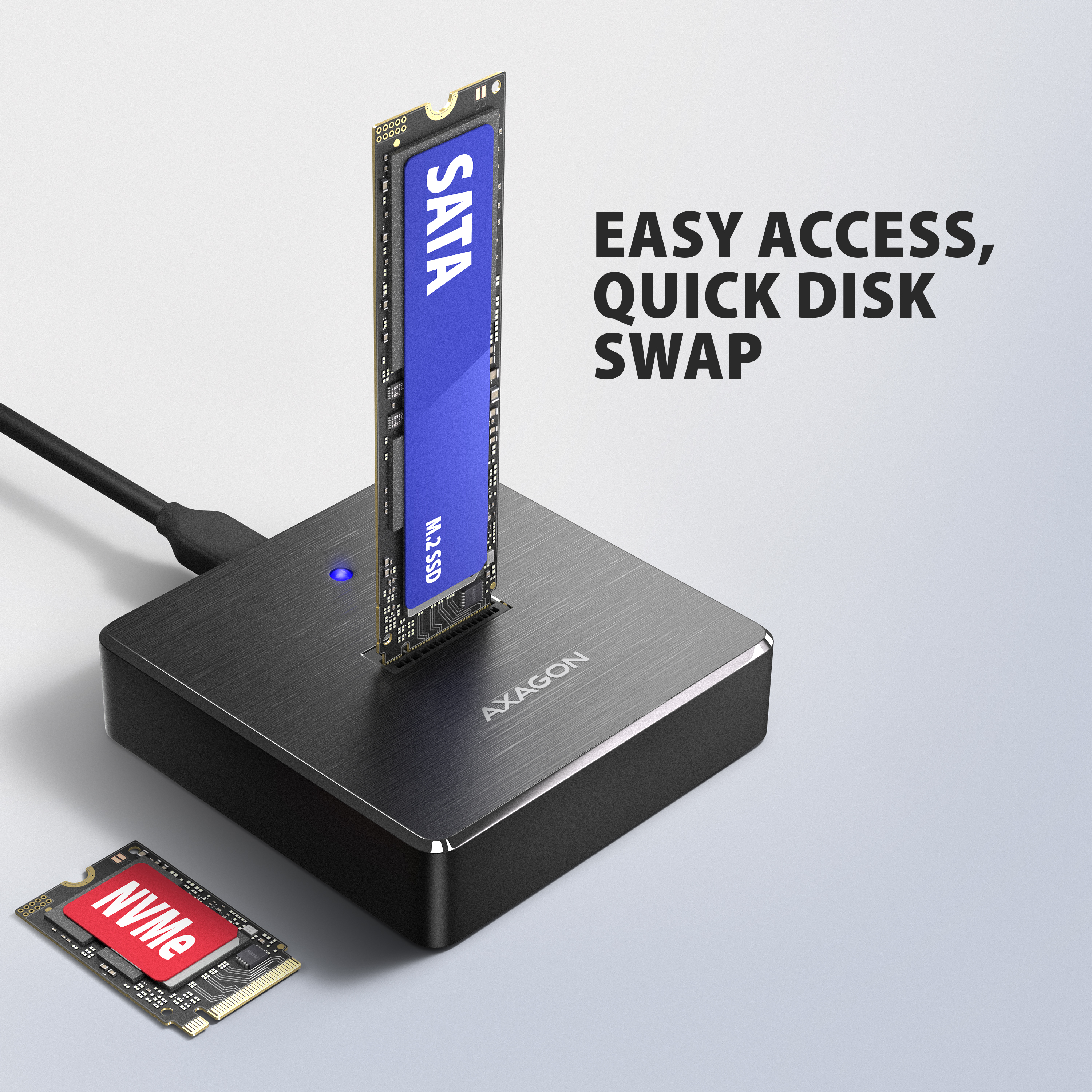 Axagon ADSA-M2C11 base de conexi�n para disco duro USB 3.2 Gen 2 (3.1 Gen 2) Type-C Negro
