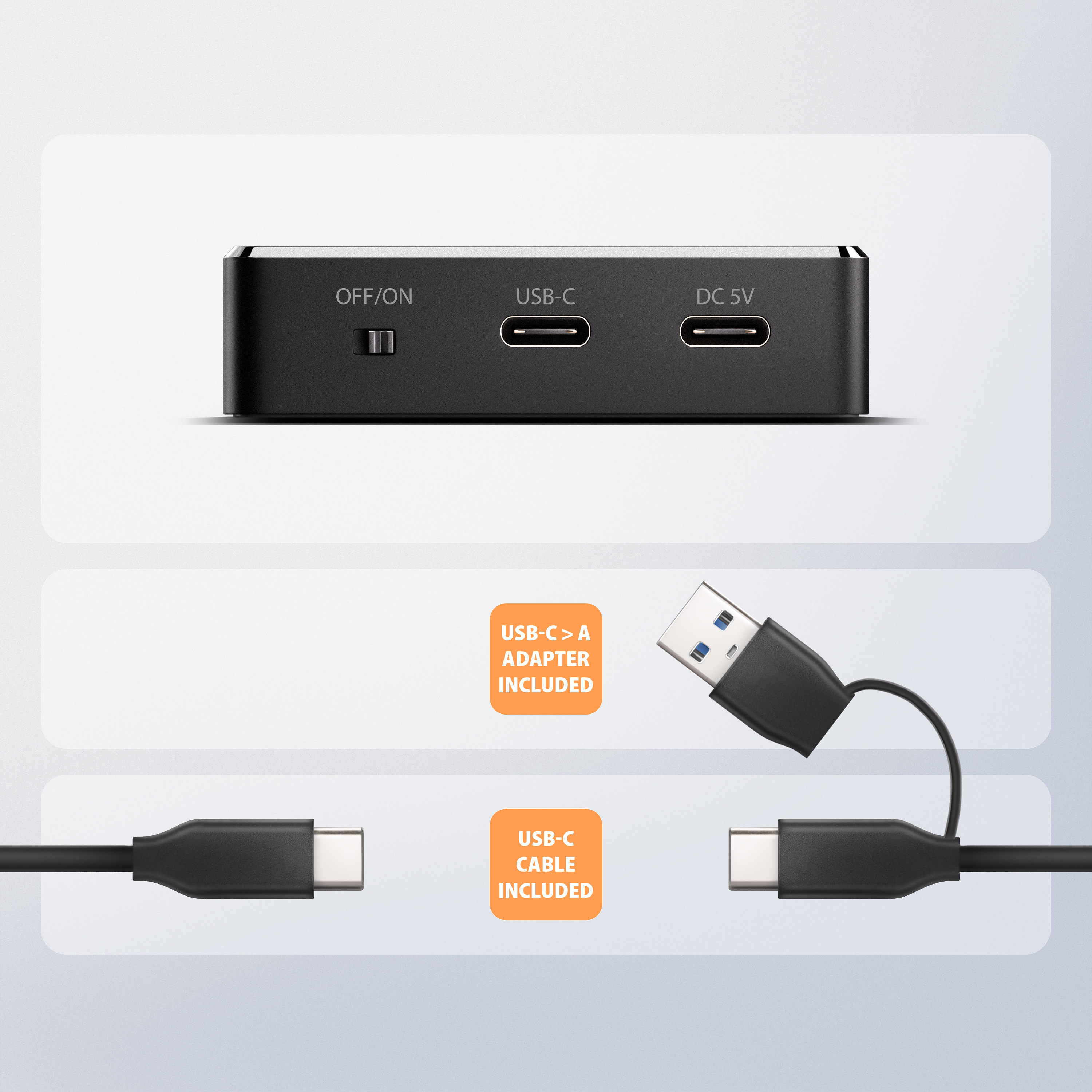 Axagon ADSA-M2C11 base de conexi�n para disco duro USB 3.2 Gen 2 (3.1 Gen 2) Type-C Negro