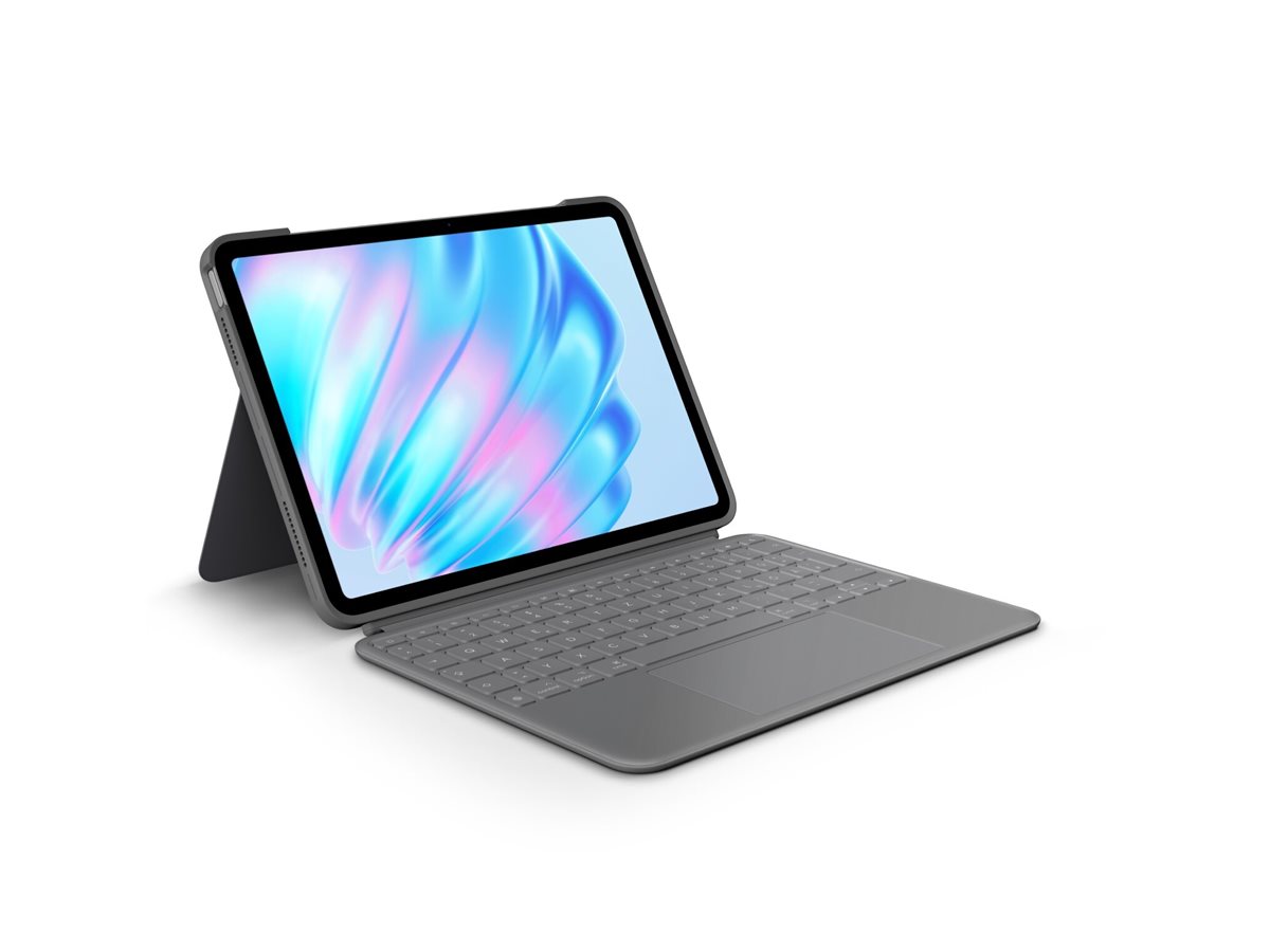 Logitech Combo Touch - Tastatur und Folioh�lle - mit Trackpad - hintergrundbeleuchtet - Apple Smart connector - QWERTY - US International - Oxford Gray - f�r Apple 11-inch iPad Air (M2, M3)