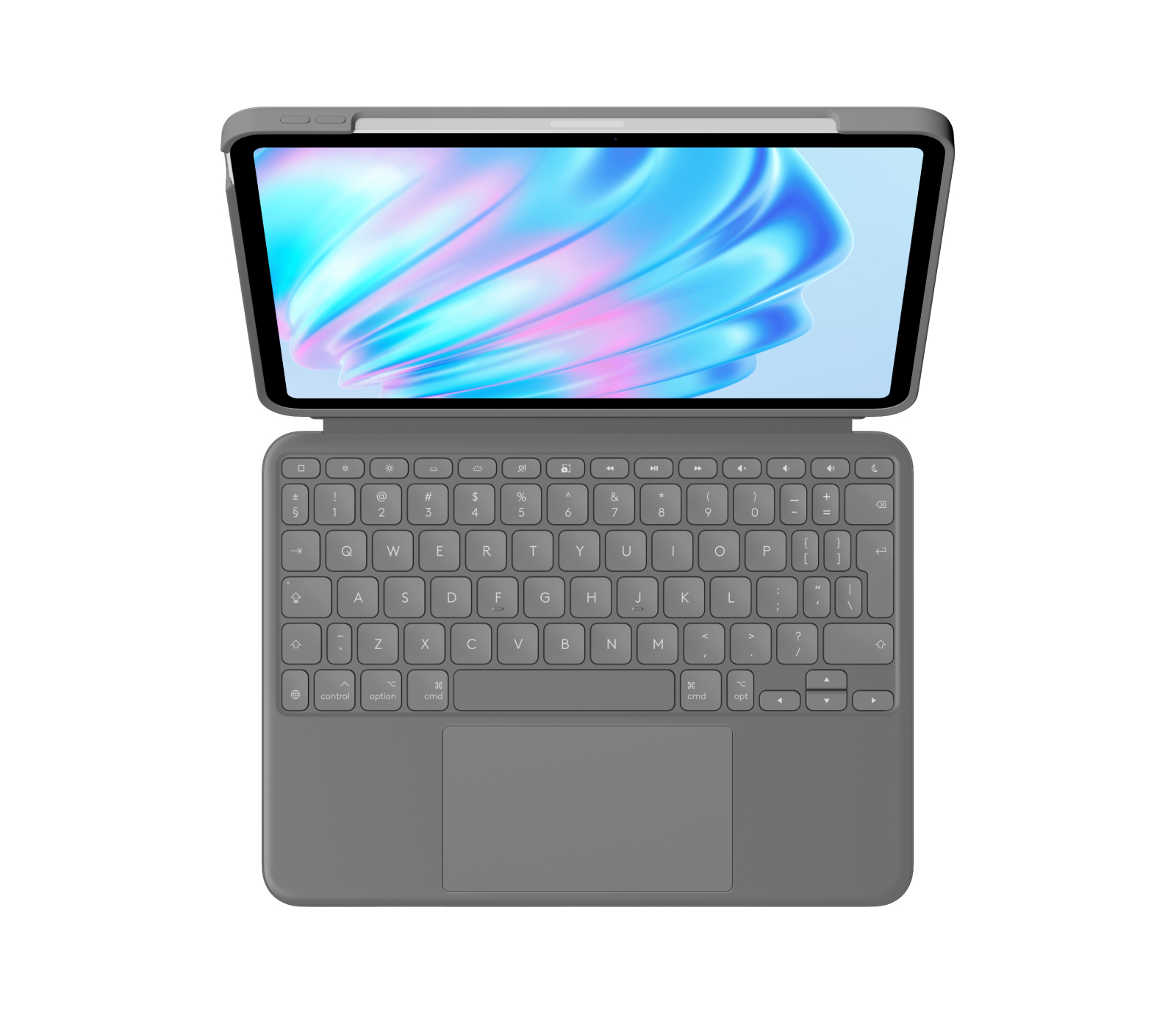 Logitech Combo Touch - Tastatur und Folioh�lle - mit Trackpad - hintergrundbeleuchtet - Apple Smart connector - QWERTY - US International - Oxford Gray - f�r Apple 11-inch iPad Air (M2, M3)