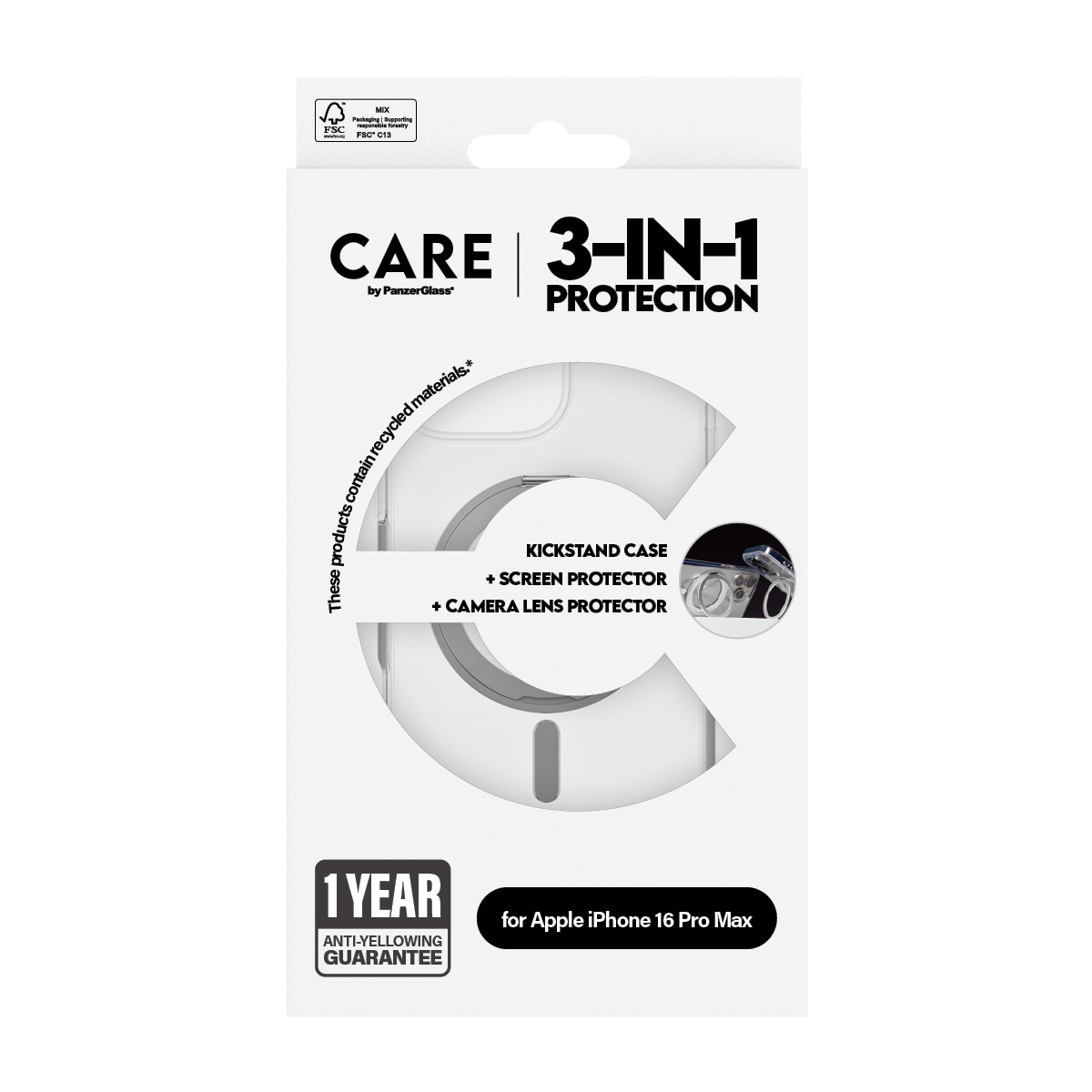 PanzerGlass CARE by � 3-in-1 Ceramic Bundle iPhone 16 Pro Max Protector de pantalla Apple 1 pieza(s)