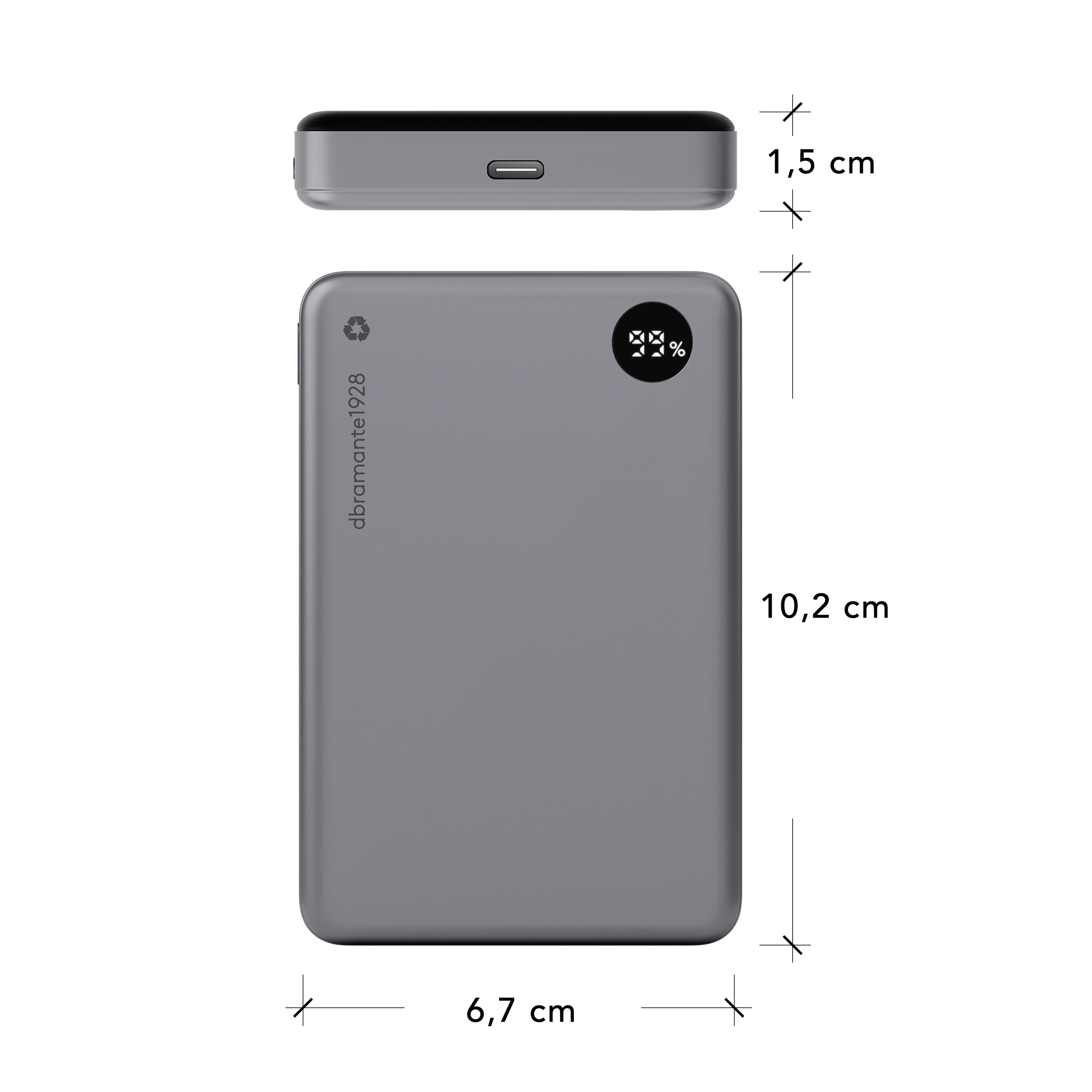 dbramante1928 re-charge - Power Bank 10K Wireless LED - Grey