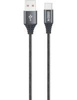 Urban Factory Braided - 2 m - USB A - USB C - USB 2.0 - 480 Mbit/s - Grau