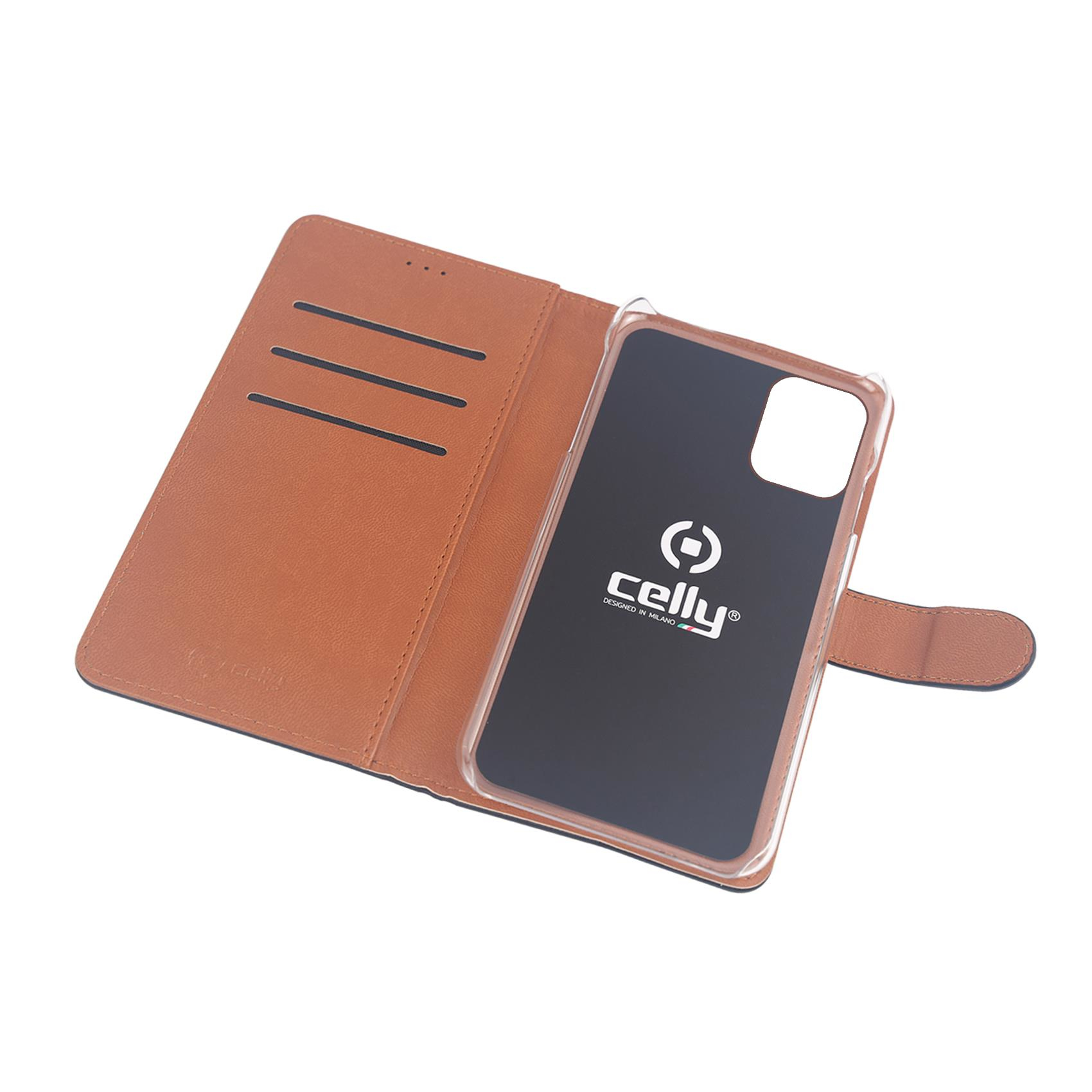 Celly Wally custodia per cellulare 15,5 cm (6.1) Custodia a libro Nero, Marrone