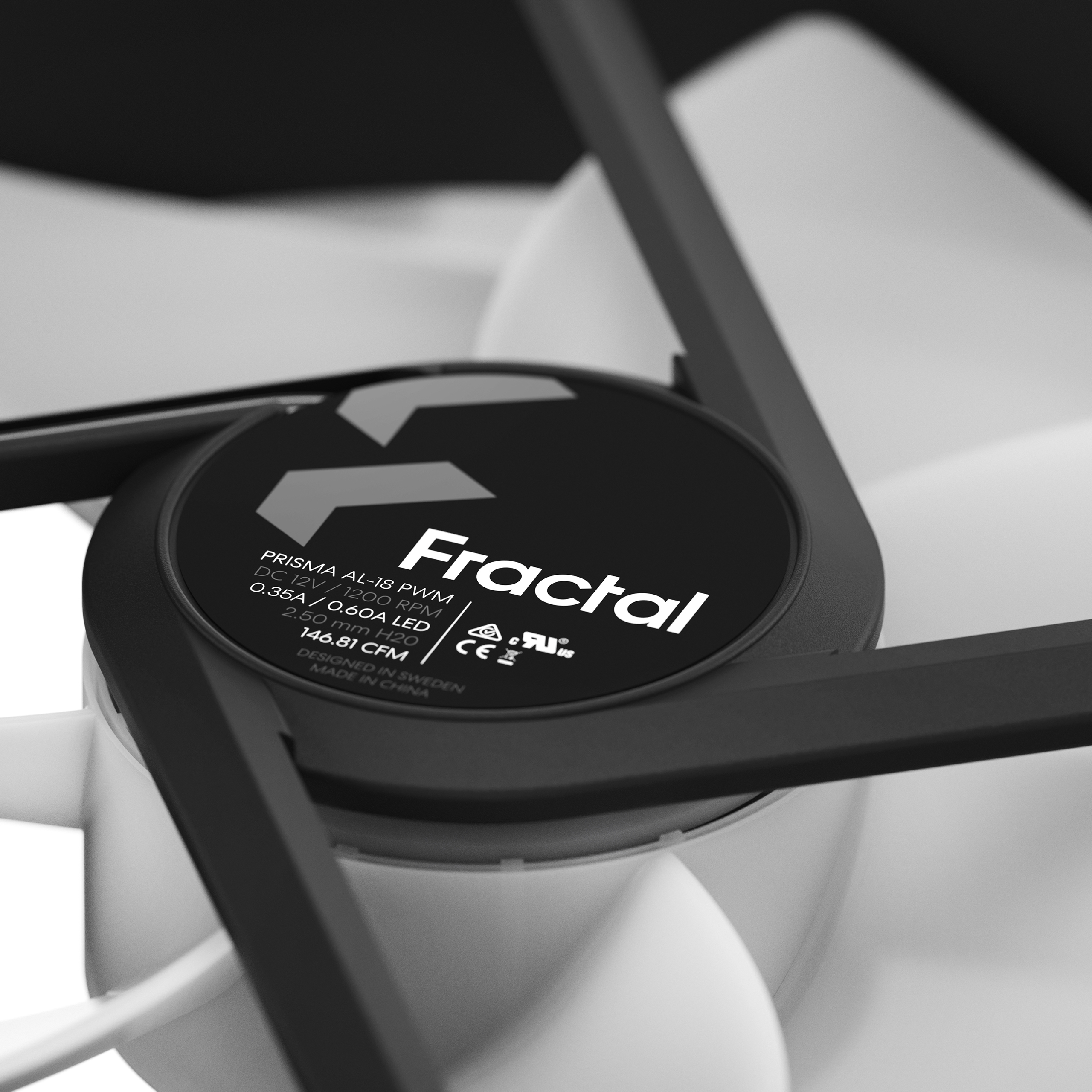 Fractal Design Prisma AL-18 PWM Boitier PC Ventilateur 18 cm Noir, Blanc 2 pice(s)