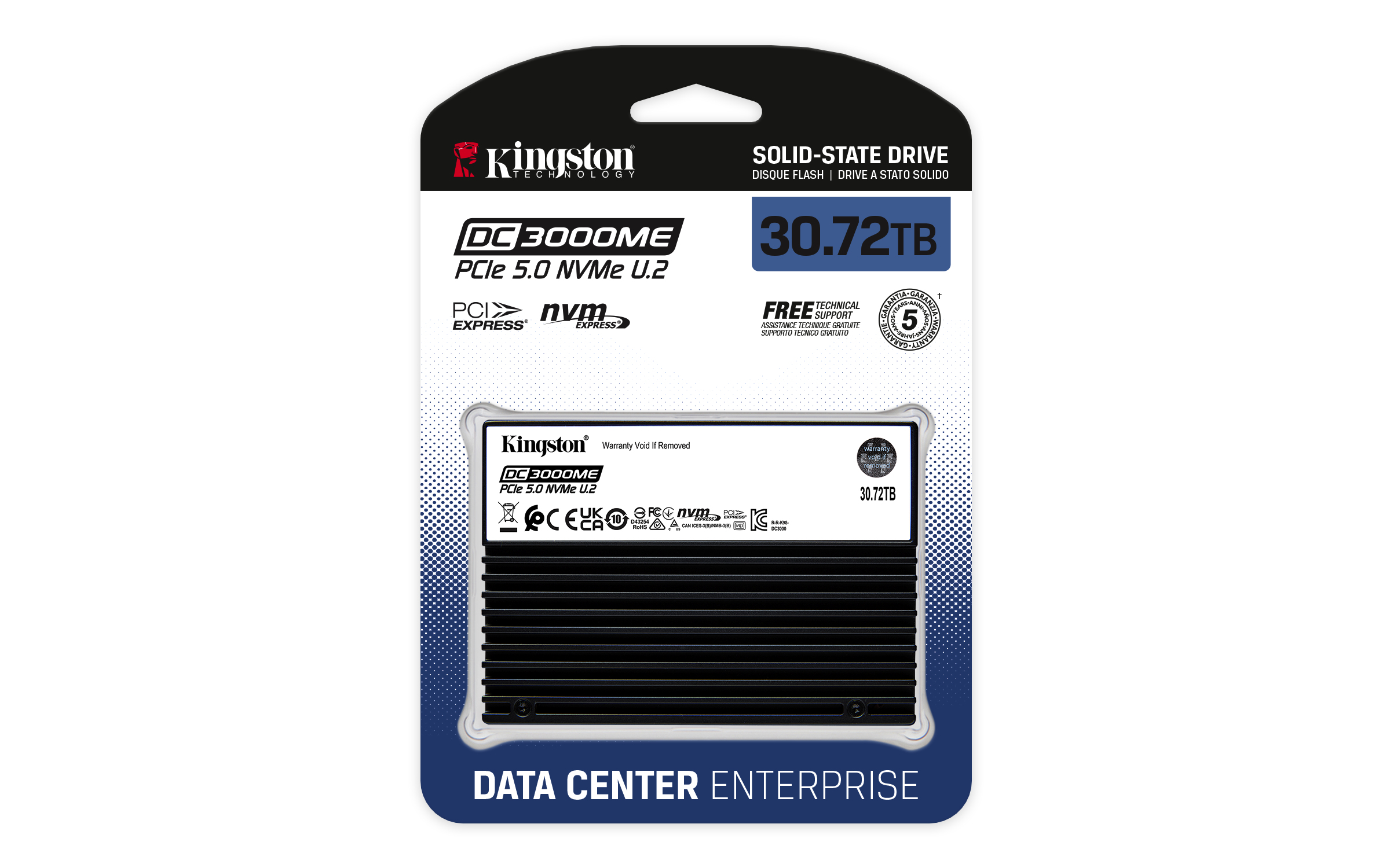 Kingston Technology 30,7TB DC3000ME U.2 PCIe 5.0 NVMe TCG Opal SSD para empresas