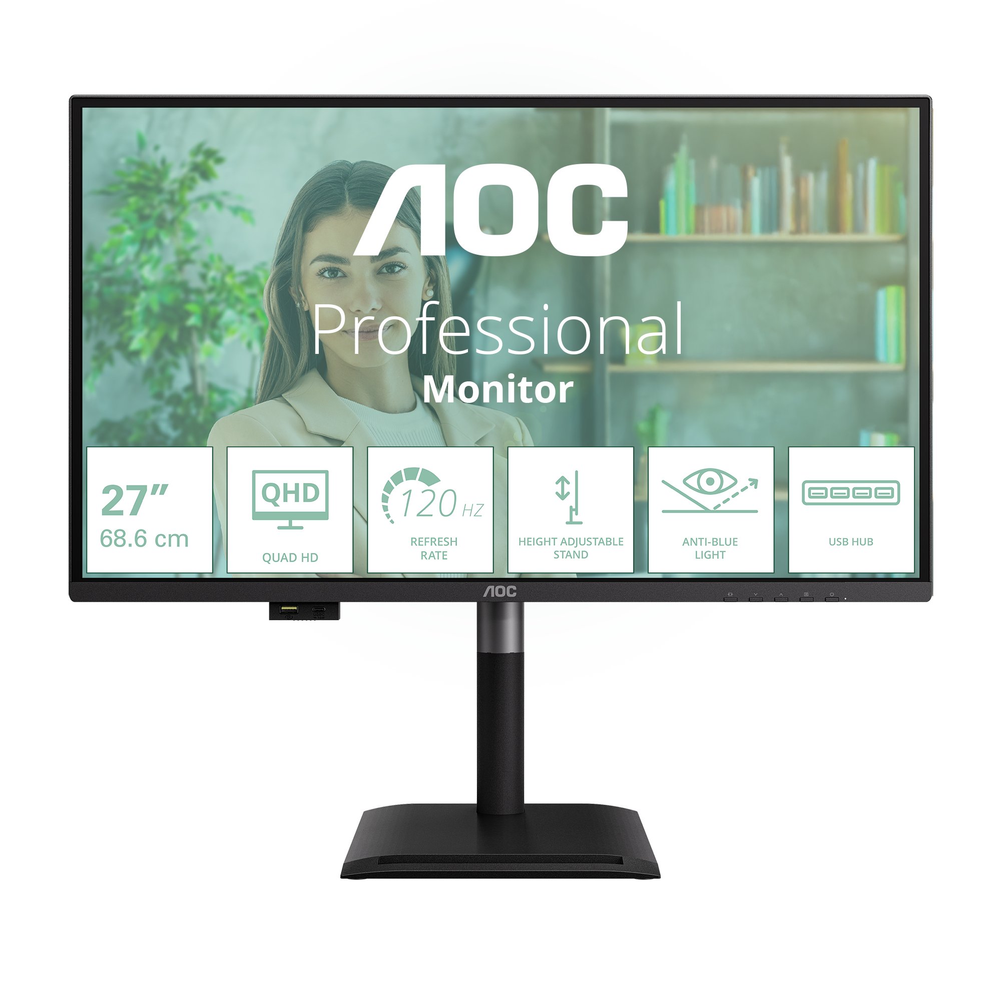 AOC Q27P4U computer monitor 68.6 cm (27) 2560 x 1440 pixels Wide Quad HD Black