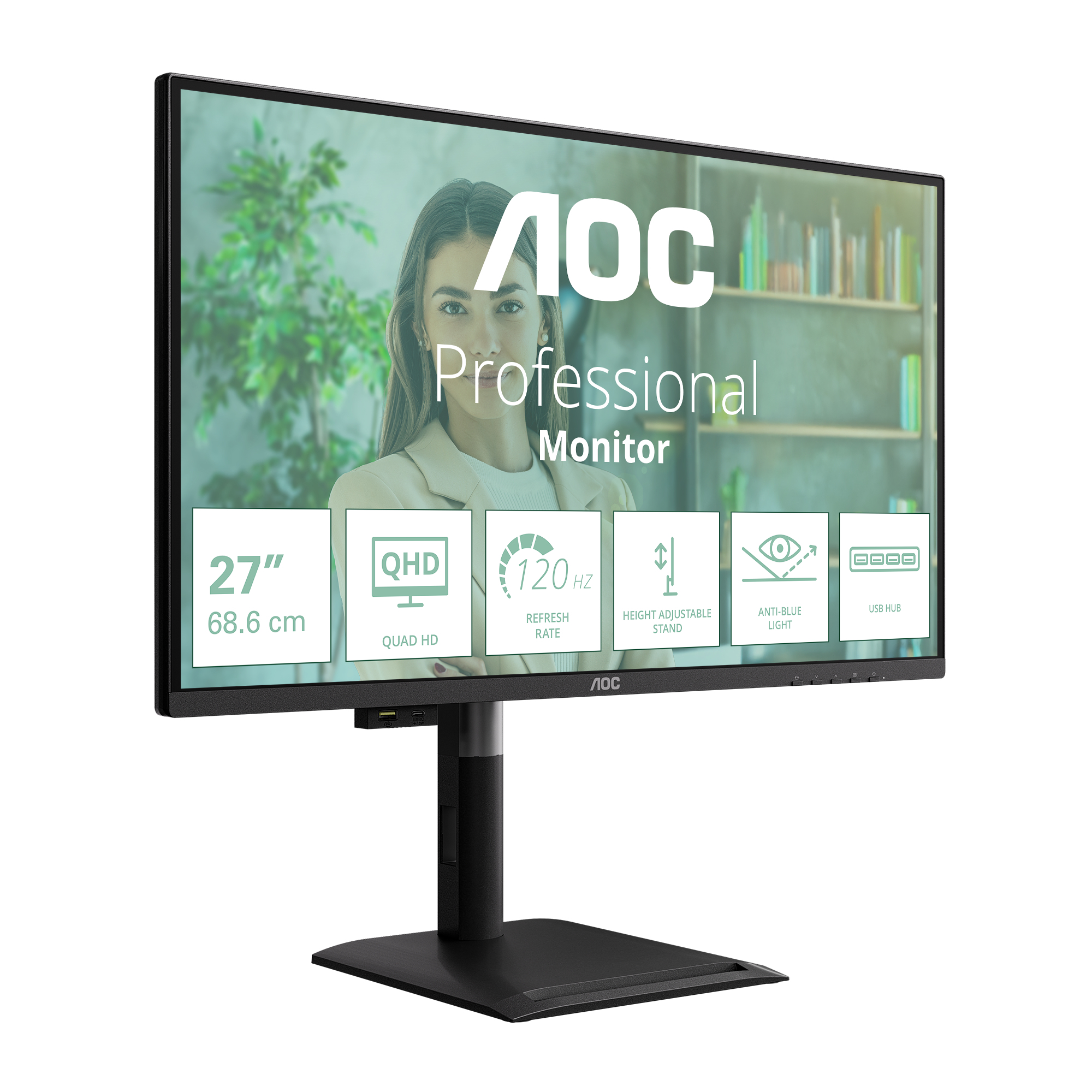 AOC Q27P4U computer monitor 68.6 cm (27) 2560 x 1440 pixels Wide Quad HD Black
