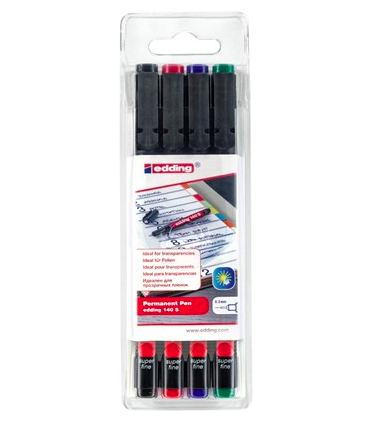 Edding 140 S permanent marker Fine tip Black, Blue, Green, Red 4 pc(s)