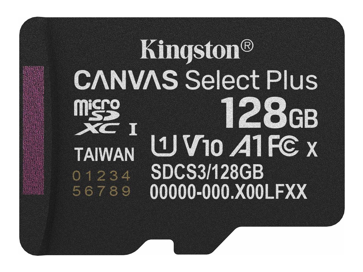 Kingston Technology 128GB micSDXC Canvas Select Plus Gen3 150R A1 Single Pack w/o ADP