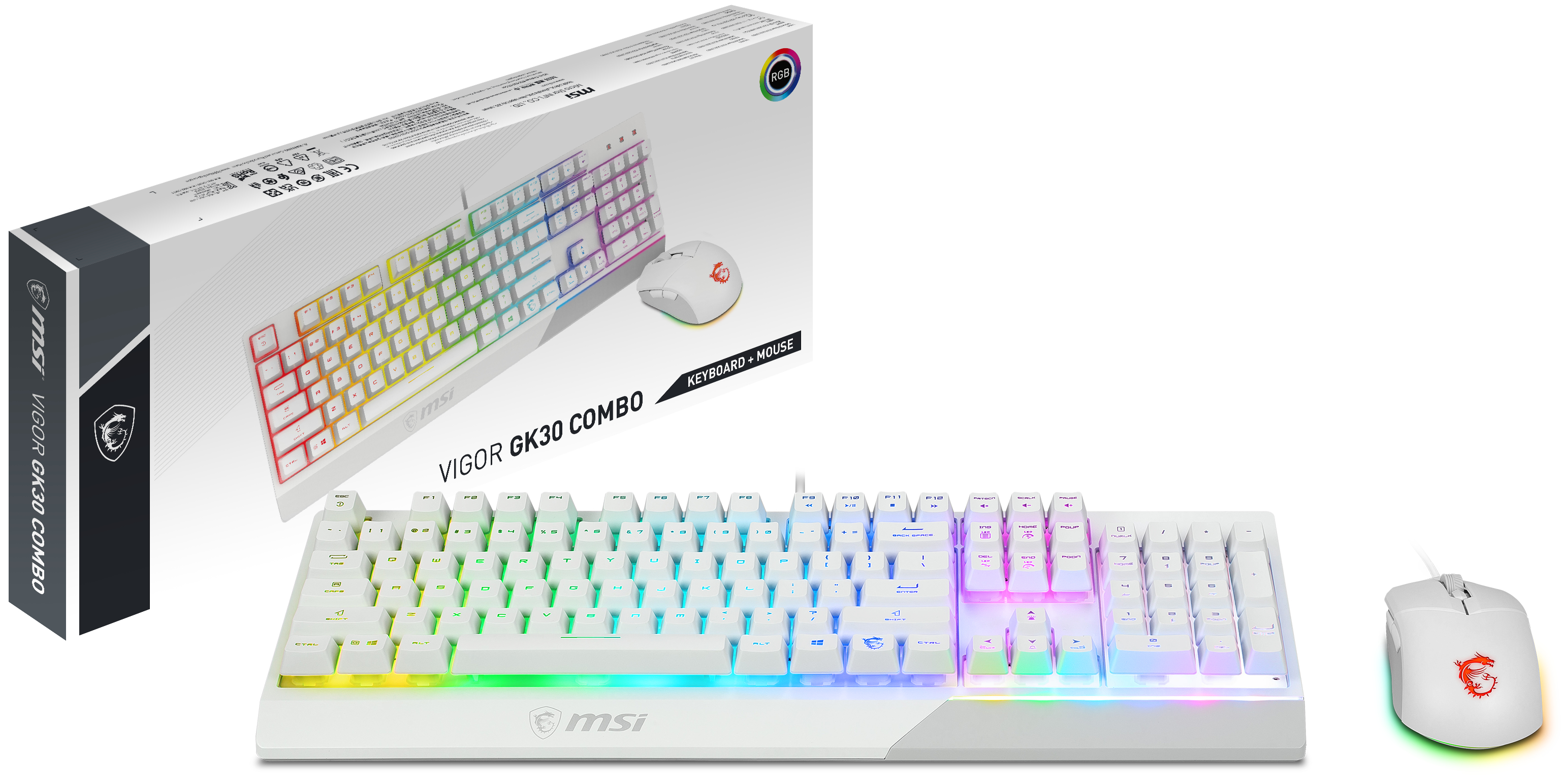 MSI VIGOR GK30 tastiera Mouse incluso Gaming USB QWERTY US International Bianco