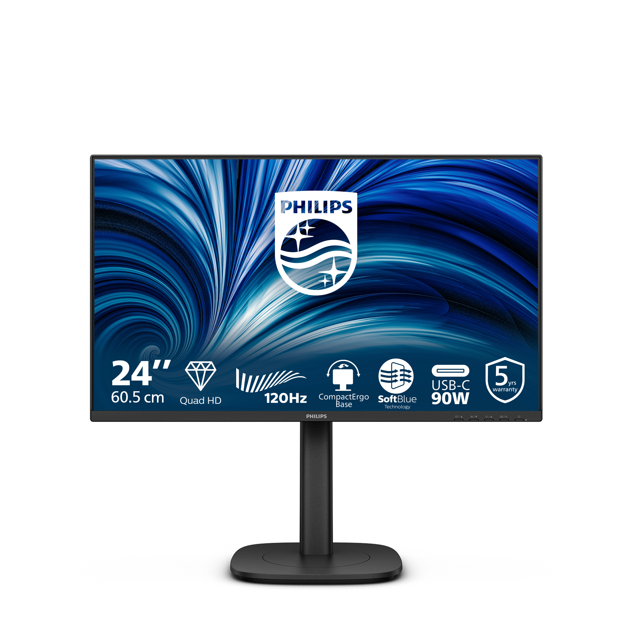 Philips 24B2U3601 computer monitor 60.5 cm (23.8) 2560 x 1440 pixels Quad HD LCD Black