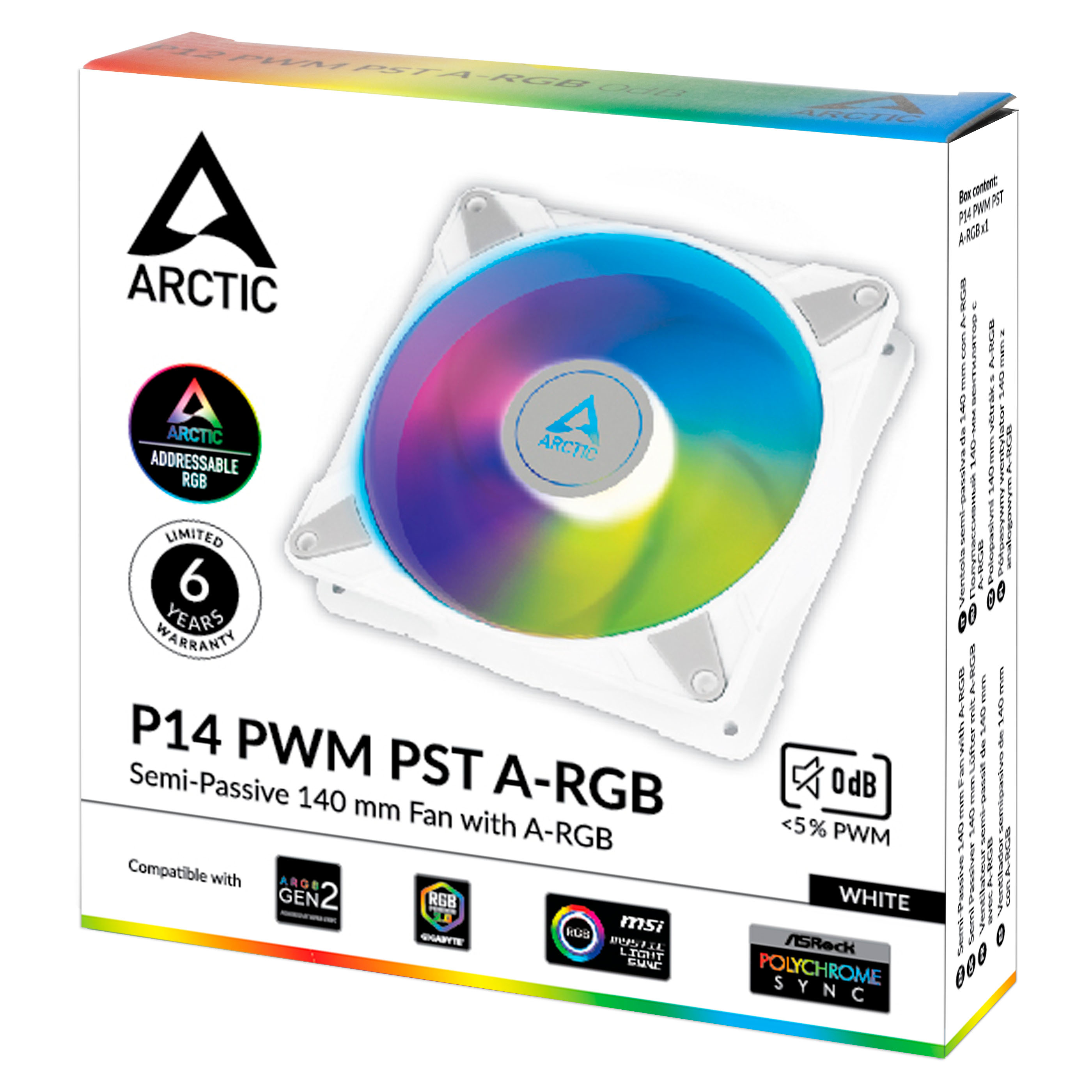 ARCTIC P14 PWM PST A-RGB Carcasa del ordenador Ventilador 14 cm Blanco 1 pieza(s)