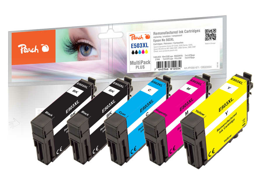 Peach PI200-971 cartuccia dinchiostro 5 pz Compatibile Resa elevata (XL) Nero, Ciano, Magenta, Giallo