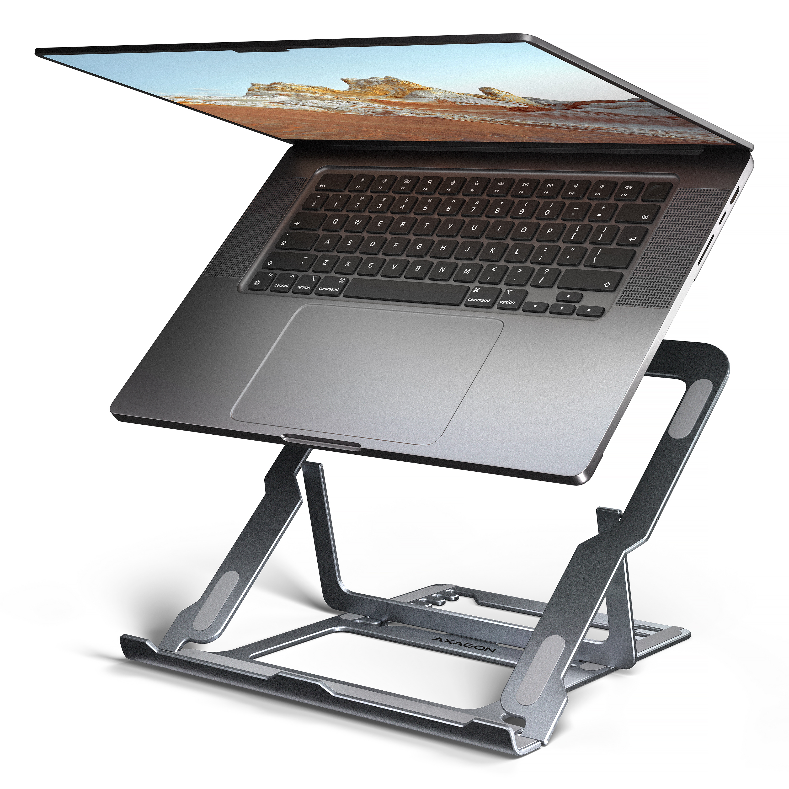 Axagon STND-LAG Laptop-St�nder, h�henverstellbar, faltbar, Aluminium Soporte para ordenador port�til y tableta Gris 43,9 cm (17.3)