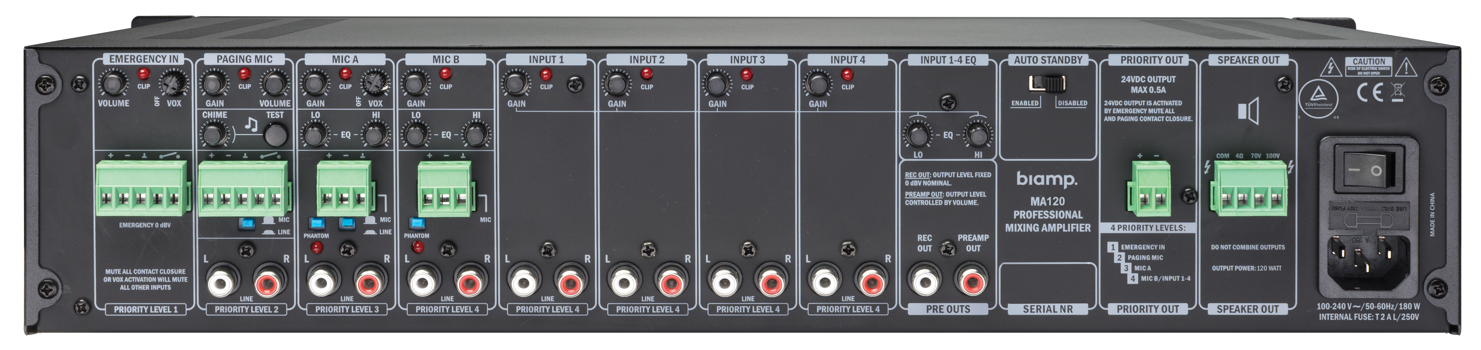 Biamp Commercial Audio MA120 Rendimiento/fase Negro