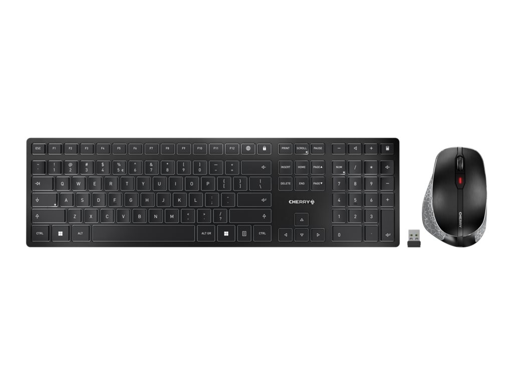 CHERRY DW 9500 SLIM clavier Souris incluse RF sans fil + Bluetooth QWERTZ Suisse Noir, Gris