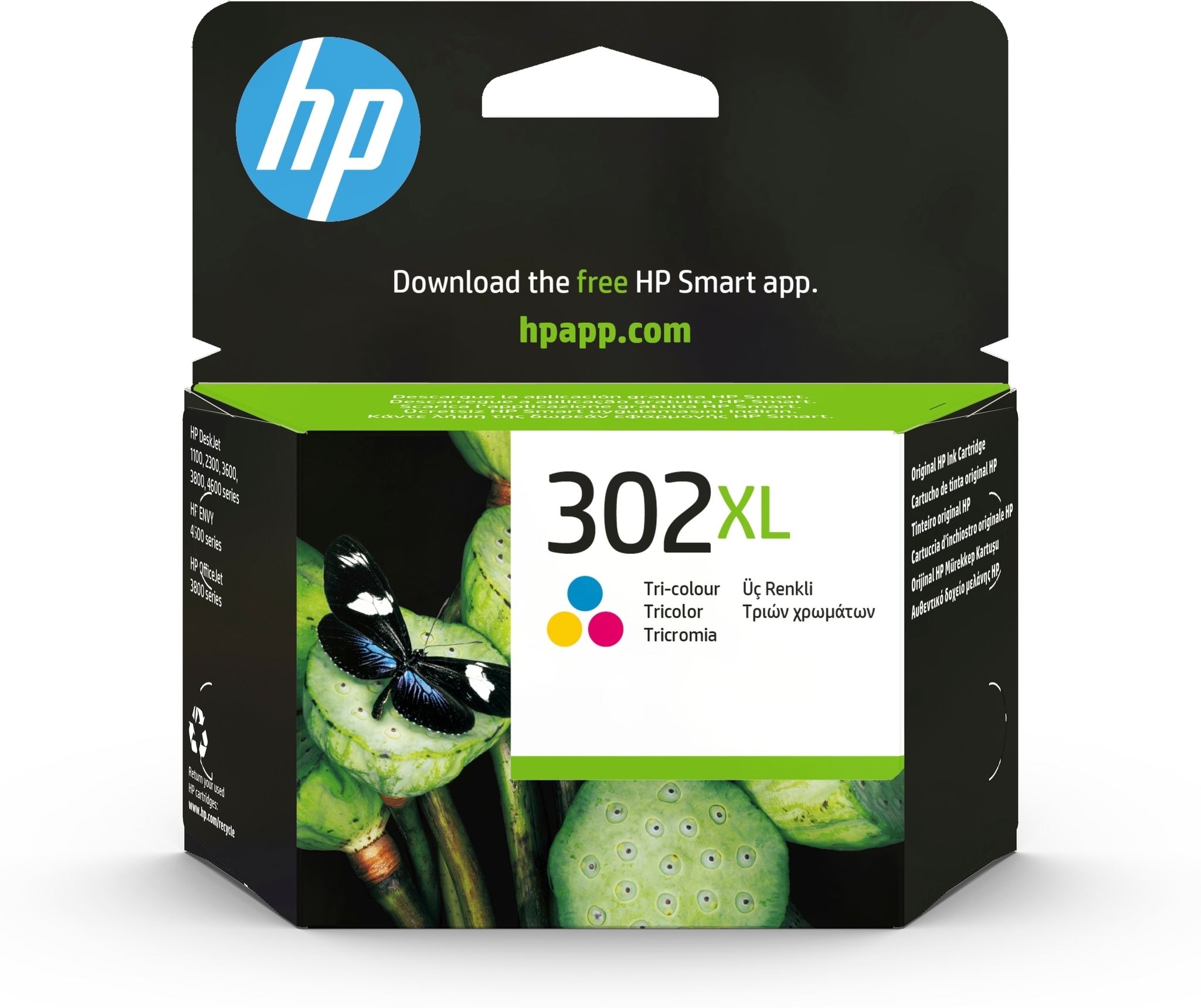 HP Cartucho de tinta original 302XL de alta capacidad tricolor