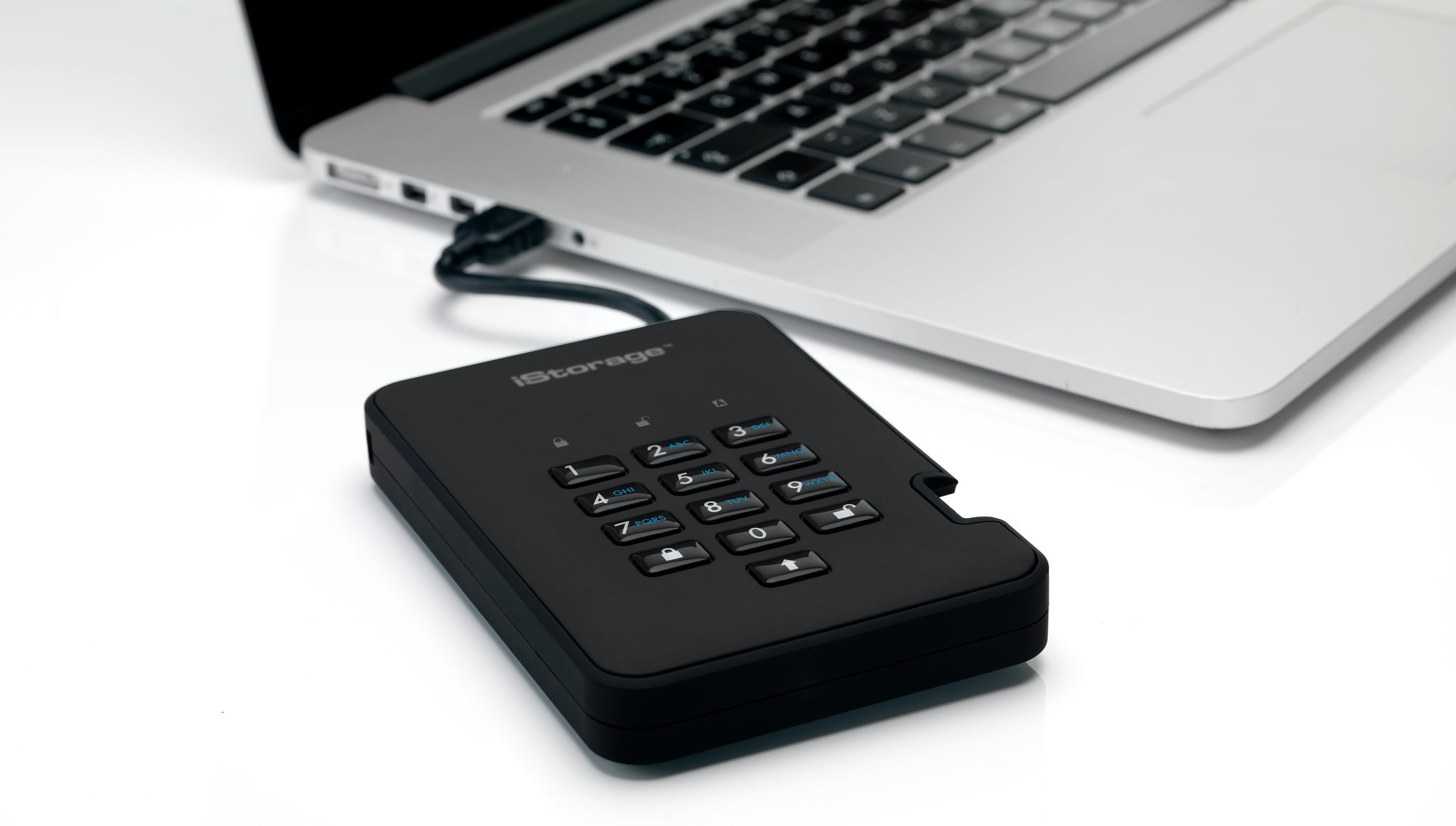 iStorage diskAshur2 256-bit 128GB USB 3.1 secure encrypted solid-state drive - Black IS-DA2-256-SSD-128-B
