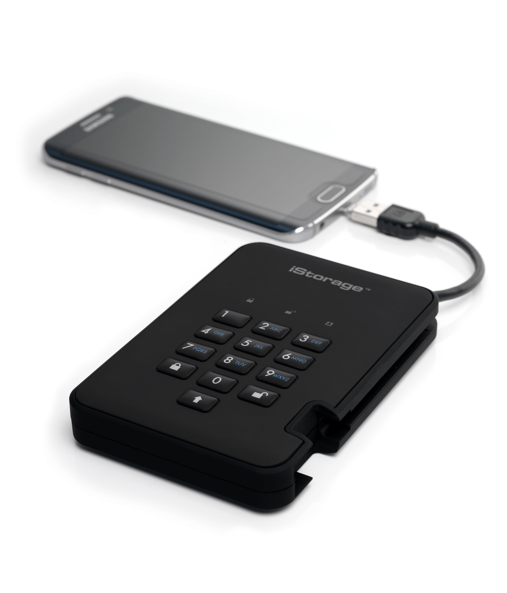 iStorage diskAshur2 256-bit 128GB USB 3.1 secure encrypted solid-state drive - Black IS-DA2-256-SSD-128-B