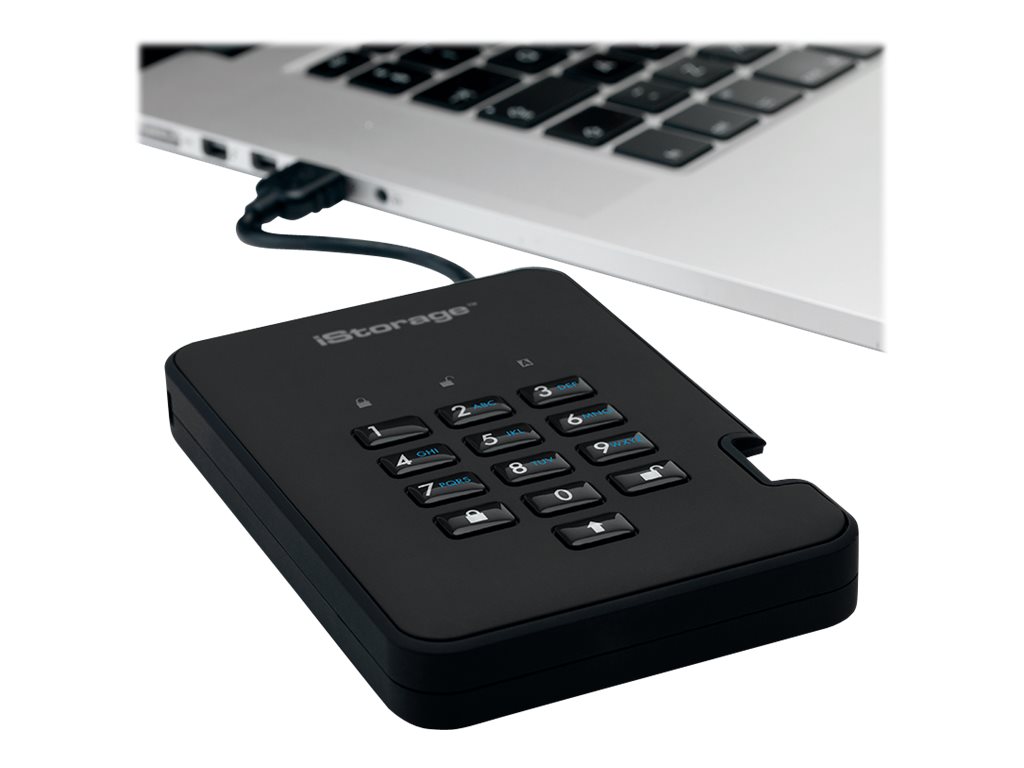 iStorage diskAshur2 256-bit 128GB USB 3.1 secure encrypted solid-state drive - Black IS-DA2-256-SSD-128-B