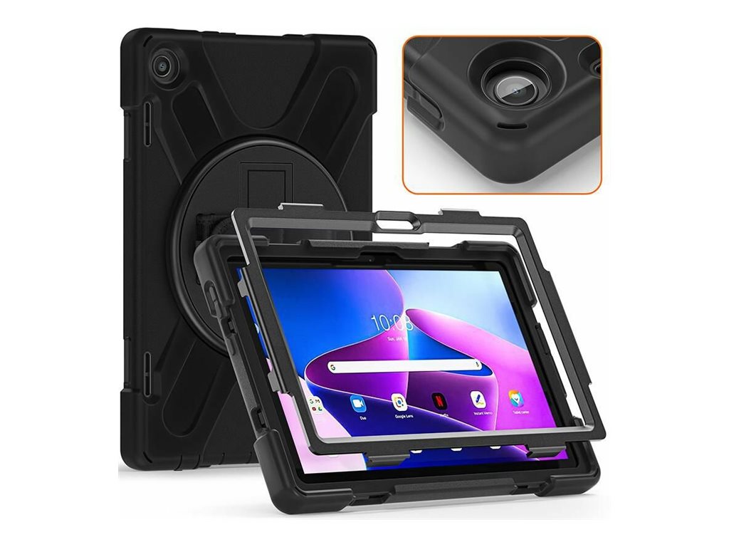 eSTUFF AUSTIN - Hintere Abdeckung f�r Tablet - Polycarbonat, Silikon - Schwarz - f�r Lenovo Tab M10 (3rd Gen)