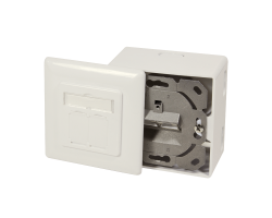 DSIT Dose Aufputz Cat. 6a/Class E zweifach geschirmt 2 x 45RJ Elfenbein