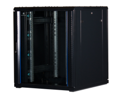 Rockstable 18 HE 19 Serverschrank mit Glast�r - Freistehendes Gestell - 18U - 800 kg - Sperrschloss - Ablageschienen - Verstellbare F��e