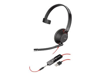 POLY Blackwire 5210 Auriculares Almbrico Diadema Llamadas/Msica USB tipo A Negro, Rojo
