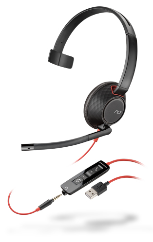 POLY Blackwire 5210 Auriculares Almbrico Diadema Llamadas/Msica USB tipo A Negro, Rojo