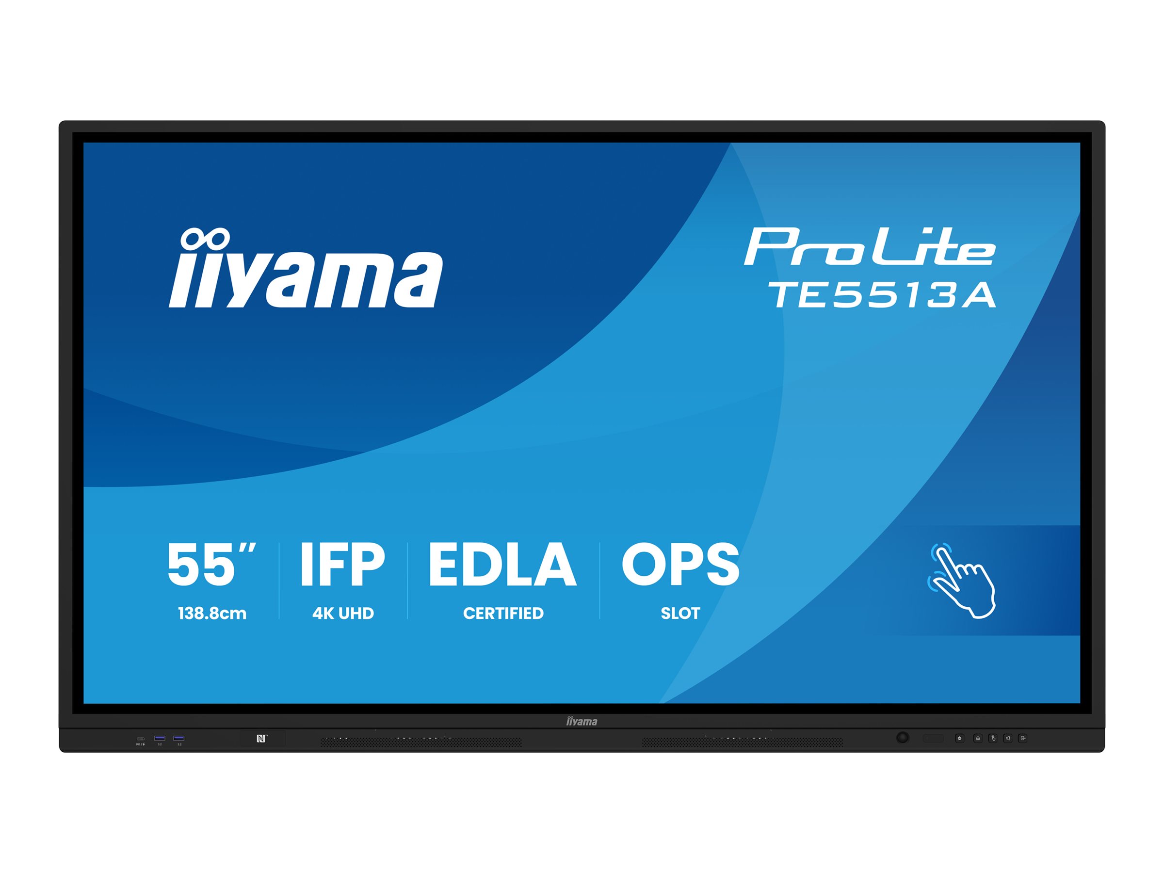 iiyama TE5513A-B2AG Signage Display Interactive flat panel 138.7 cm (54.6) Wi-Fi 500 cd/m� 4K Ultra HD Black Touchscreen Built-in processor Android 24/7