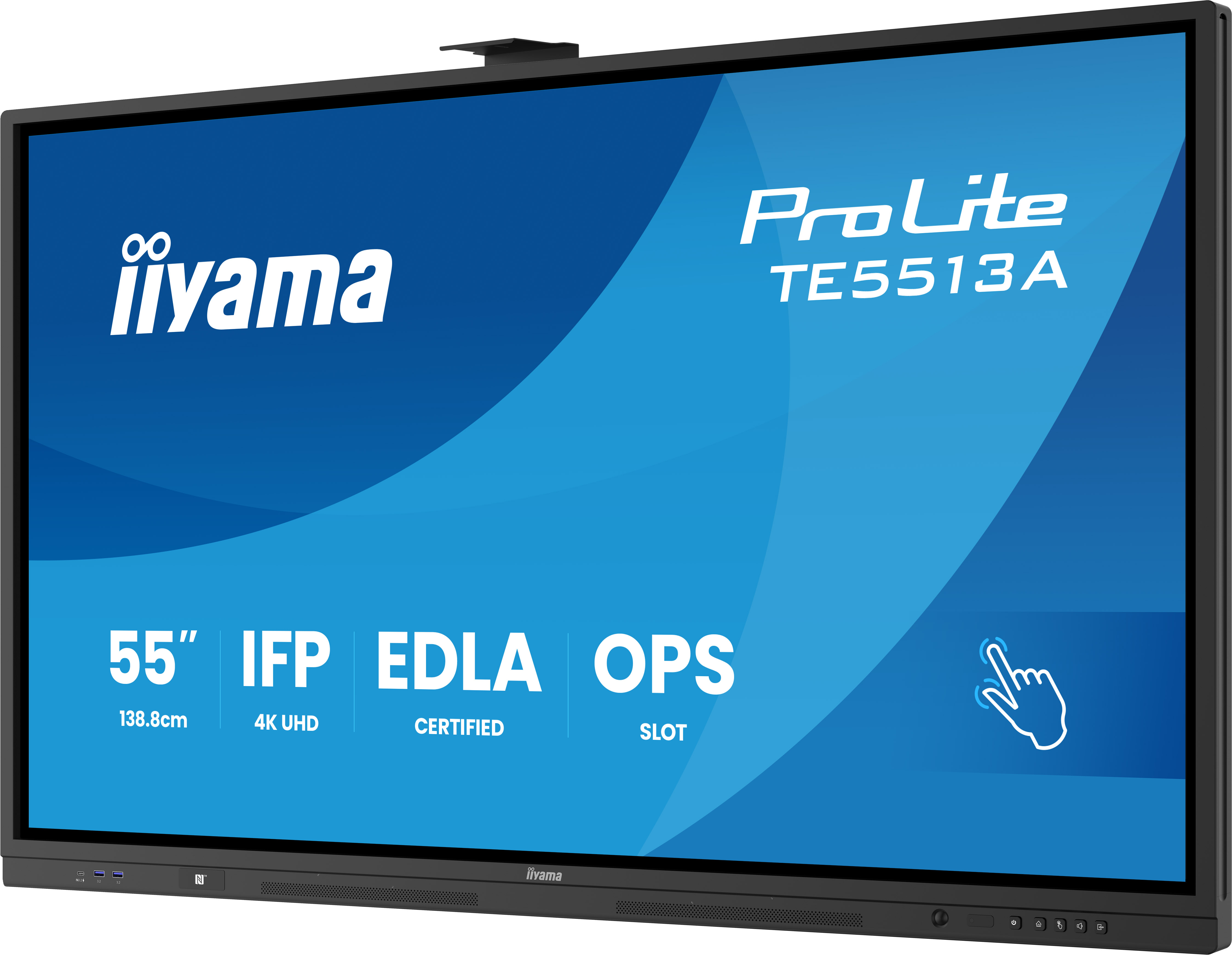 iiyama TE5513A-B2AG visualizzatore di messaggi Pannello piatto interattivo 138,7 cm (54.6) Wi-Fi 500 cd/m� 4K Ultra HD Nero Touch screen Processore integrato Android 24/7