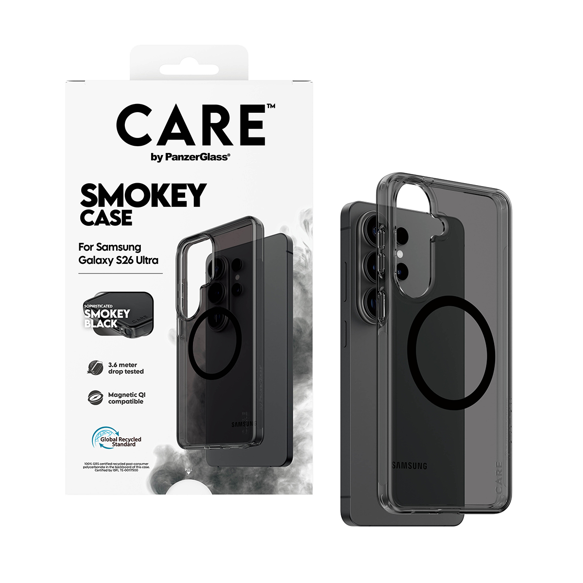 PanzerGlass CARE by � Urban Explorer Case Smokey w. Black Qi Samsung Galaxy S26 Ultra funda para tel�fono m�vil Negro