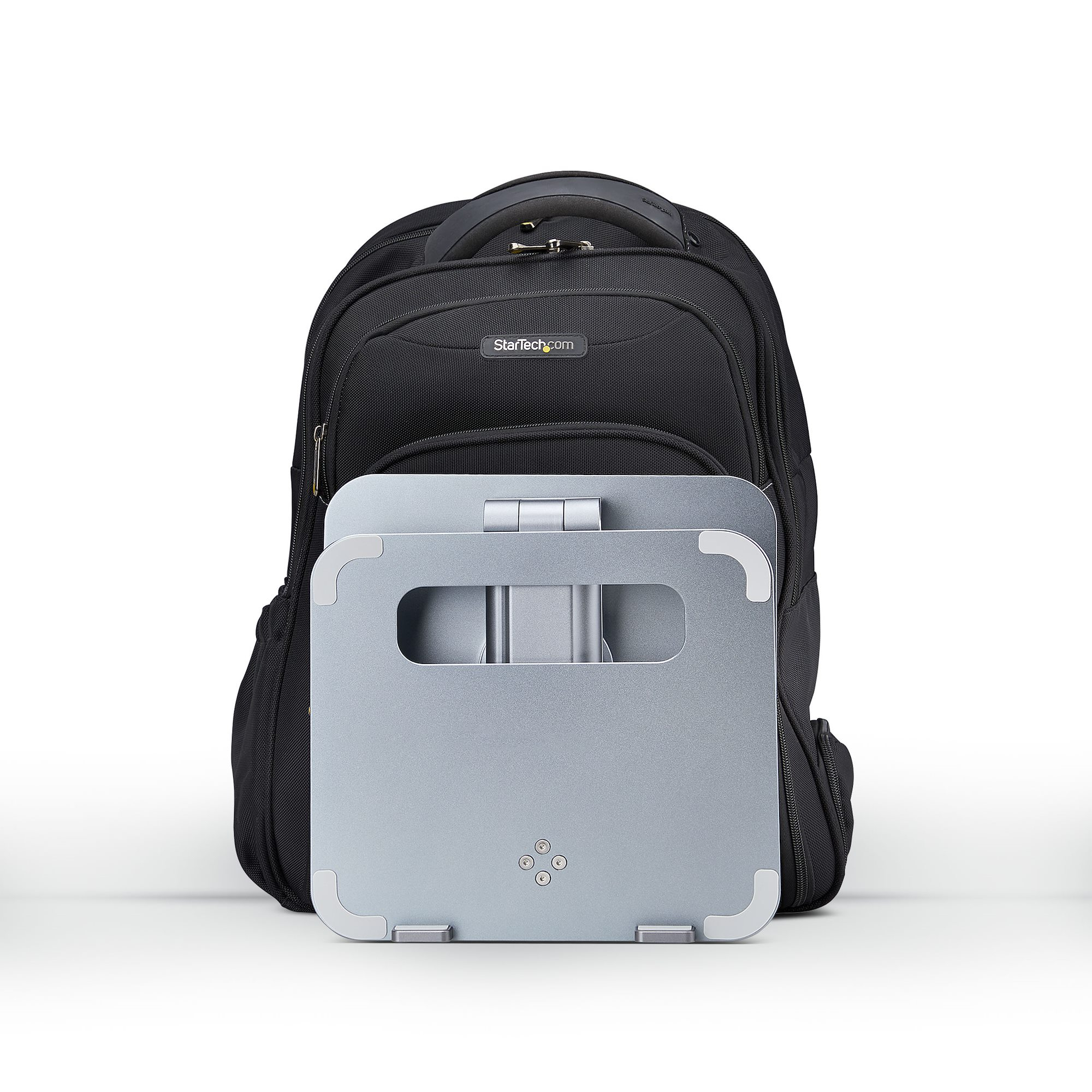 StarTech.com Supporto per PC portatile con base girevole a 360�, rialzo rotante per laptop da scrivania, altezza e inclinazione regolabili, max 5 kg, in alluminio