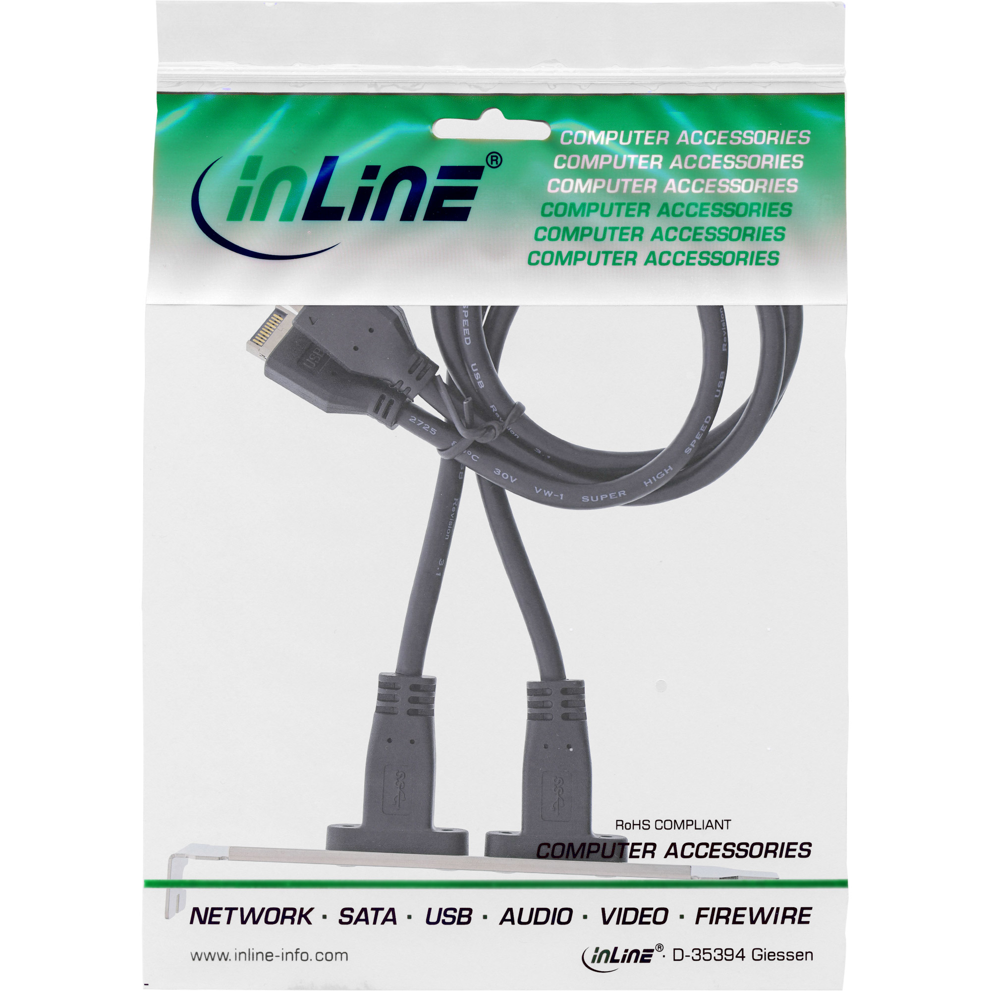 InLine Slot bracket - USB-Konsole - 20 pin Key A (M)