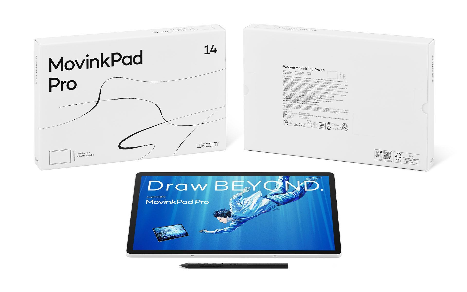 Wacom MovinkPad Pro 14 tablette graphique Gris 5080 lpi 302 x 189 mm USB/Bluetooth