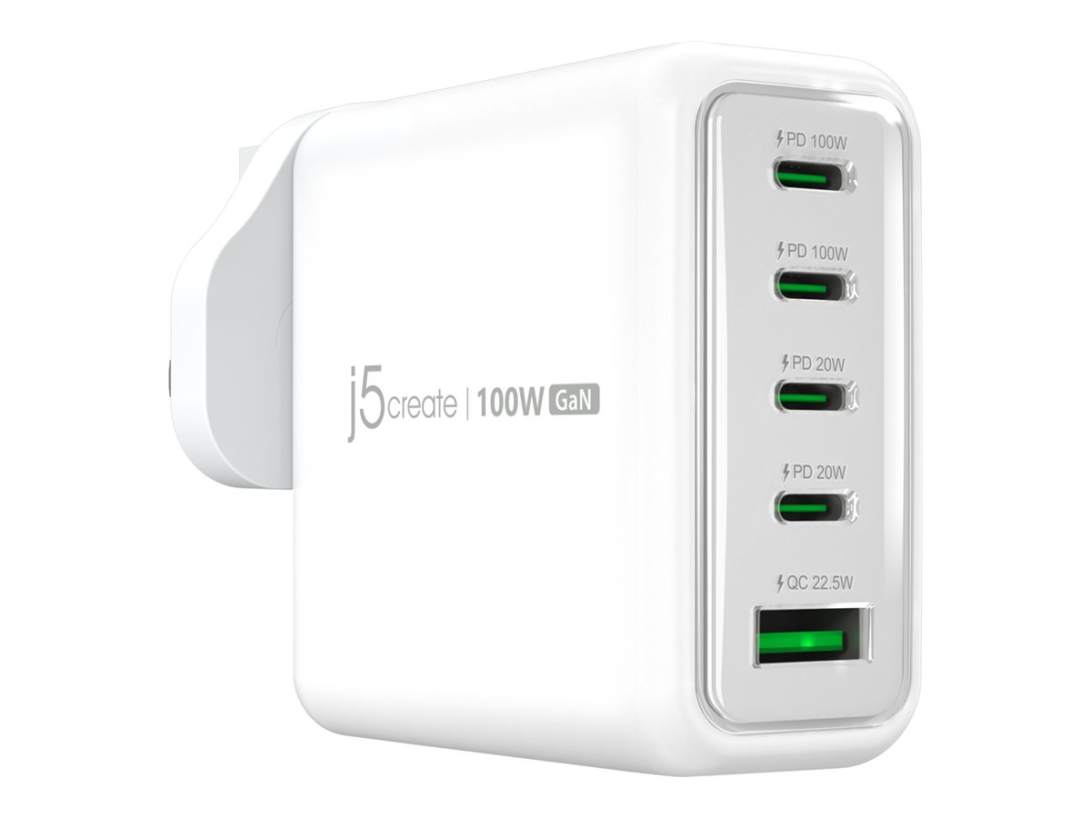 j5create JUP53100 100W GaN USB-C� 5-Port Charger