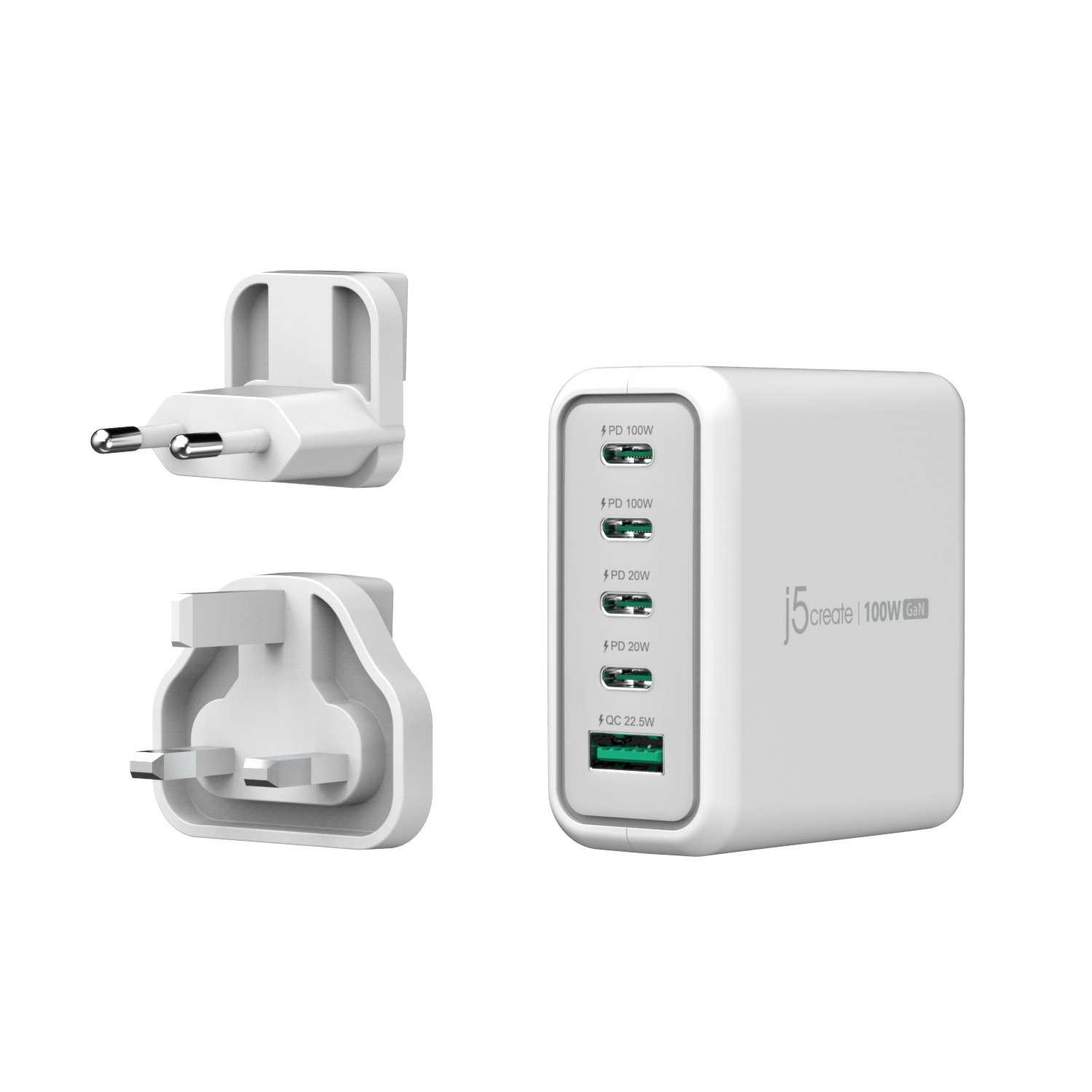 j5create JUP53100 100W GaN USB-C� 5-Port Charger