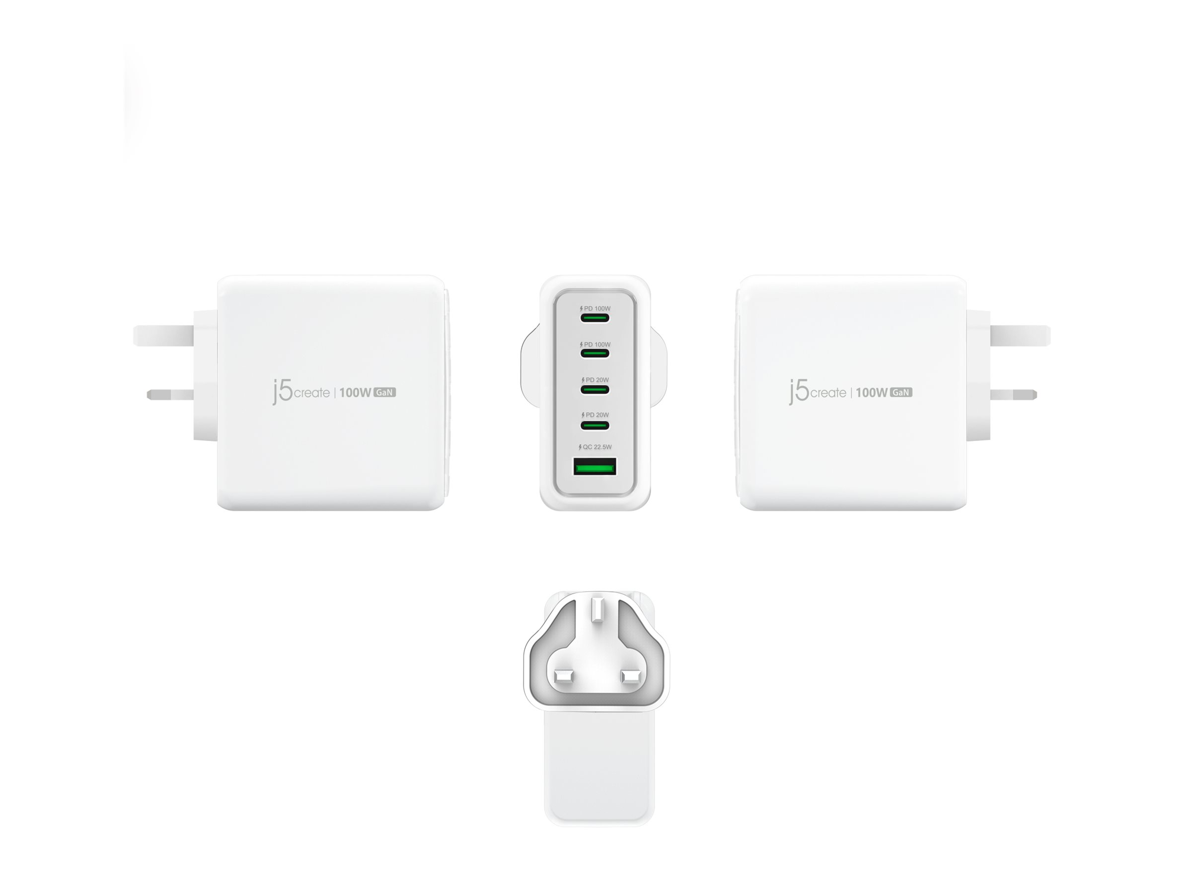 j5create JUP53100 100W GaN USB-C� 5-Port Charger