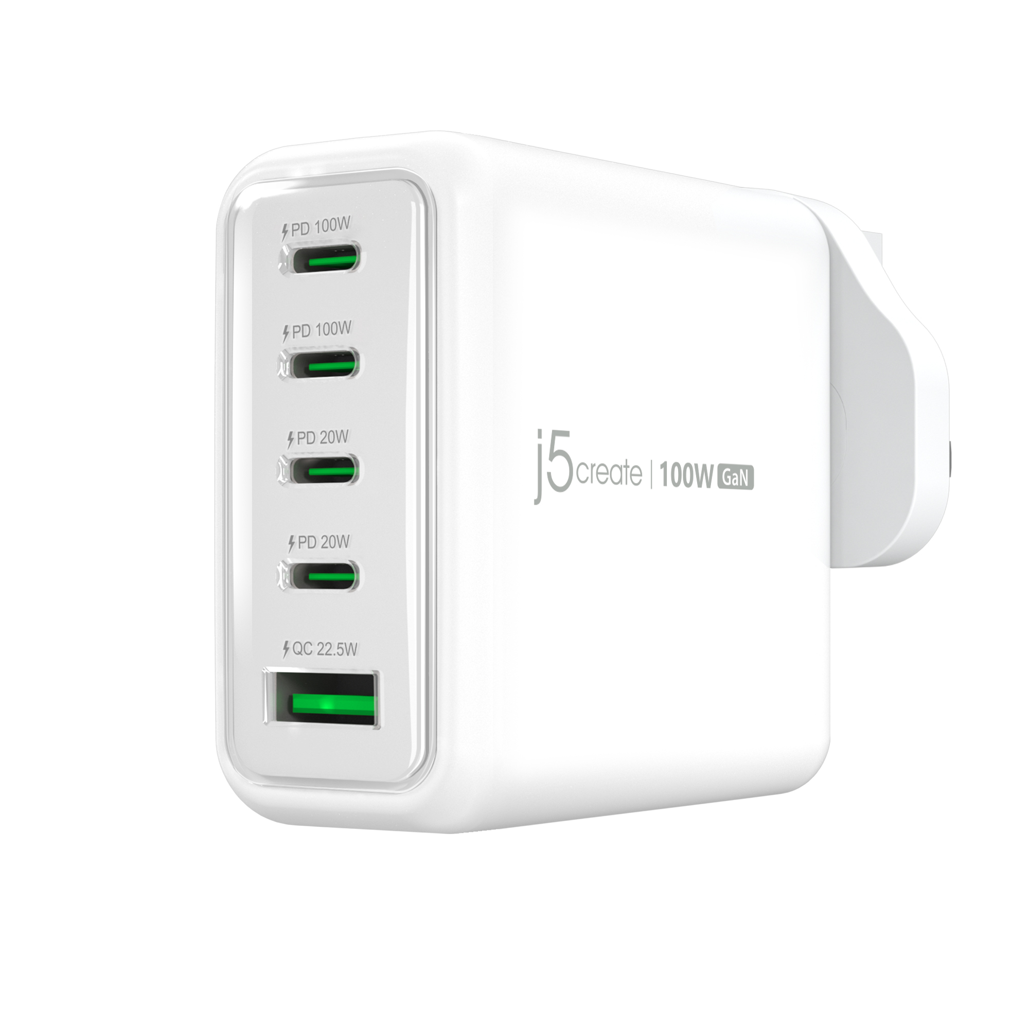 j5create JUP53100 100W GaN USB-C� 5-Port Charger