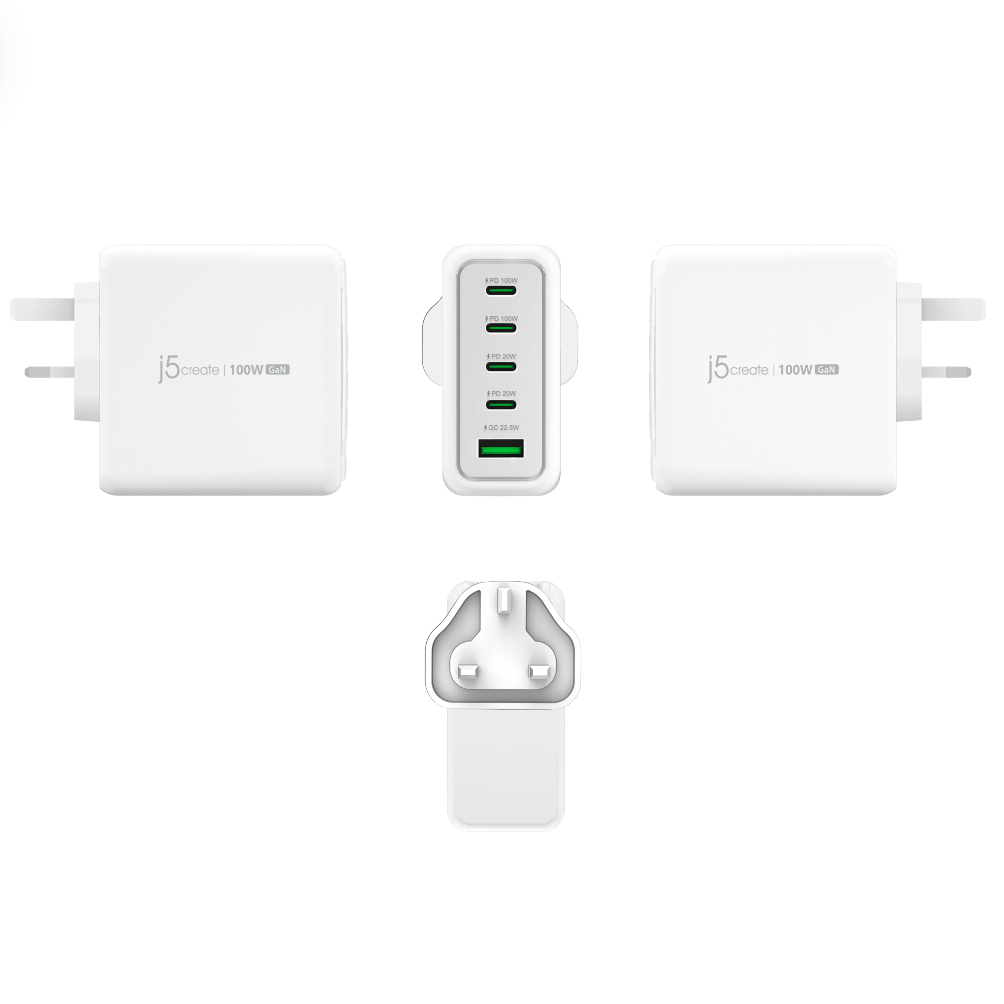 j5create JUP53100 100W GaN USB-C� 5-Port Charger