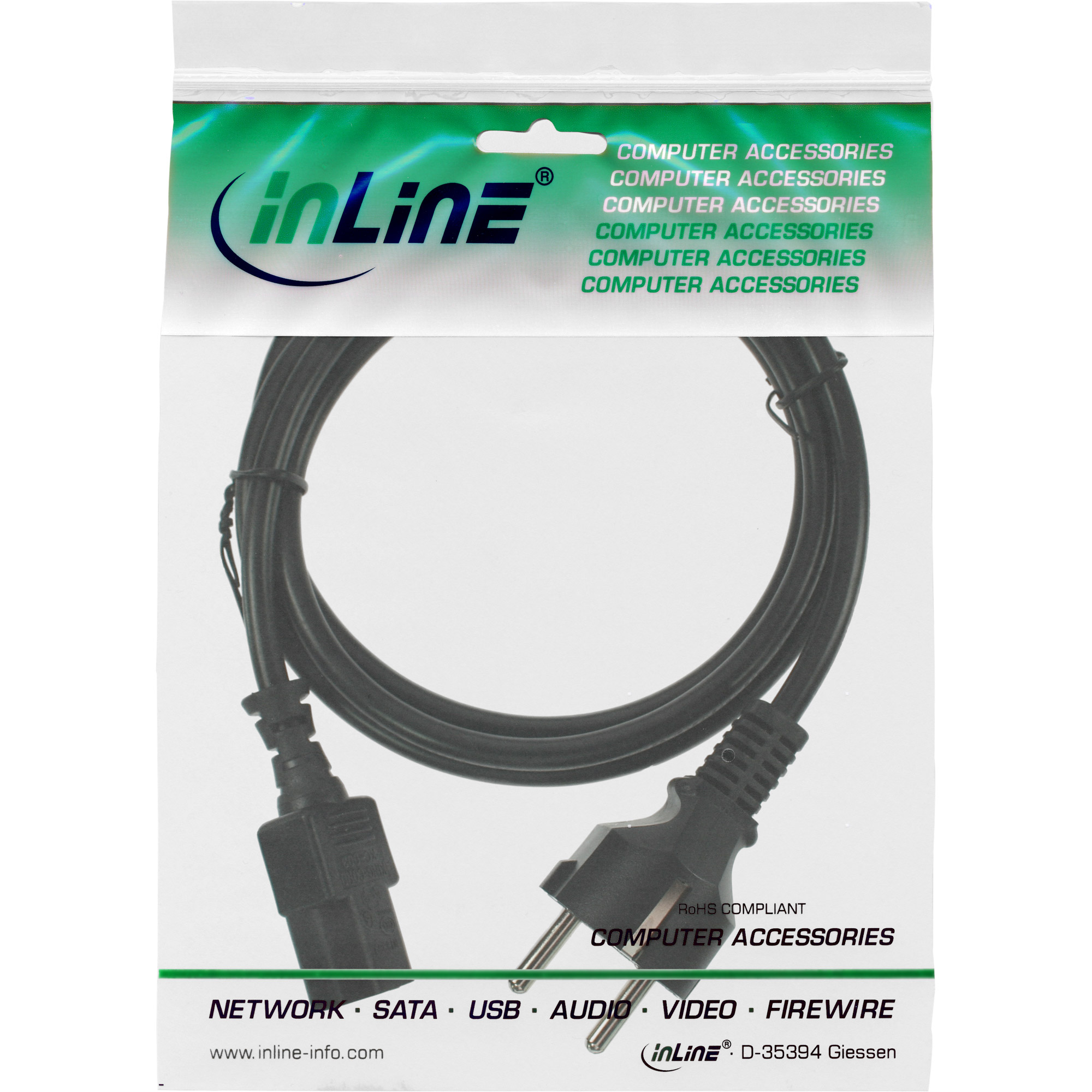 InLine Stromkabel - Typ F (S) zu IEC 60320 C13