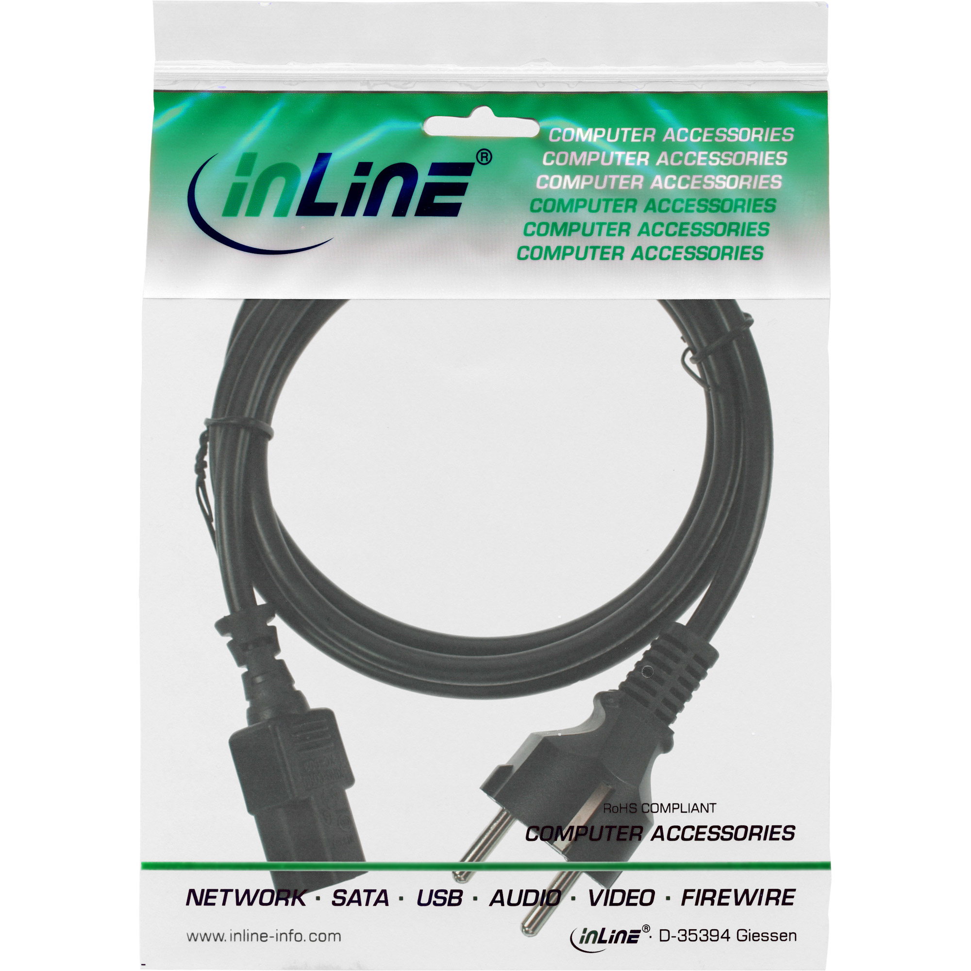 InLine Stromkabel - Typ F (S) zu IEC 60320 C13