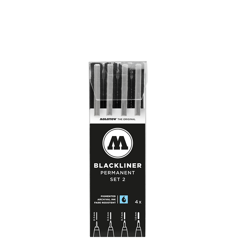 Molotow 200487 penna tecnica Nero 4 pz