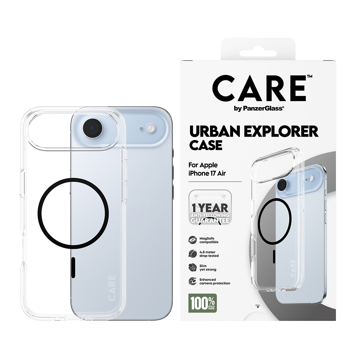 PanzerGlass CARE by � Flagship Case Transparent Urban Explorer w. Black MagSafe iPhone 17 Air coque de protection pour t�l�phones portables Housse