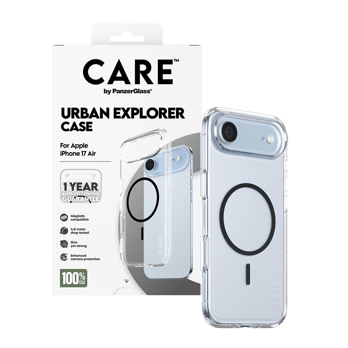 PanzerGlass CARE by � Flagship Case Transparent Urban Explorer w. Black MagSafe iPhone 17 Air coque de protection pour t�l�phones portables Housse