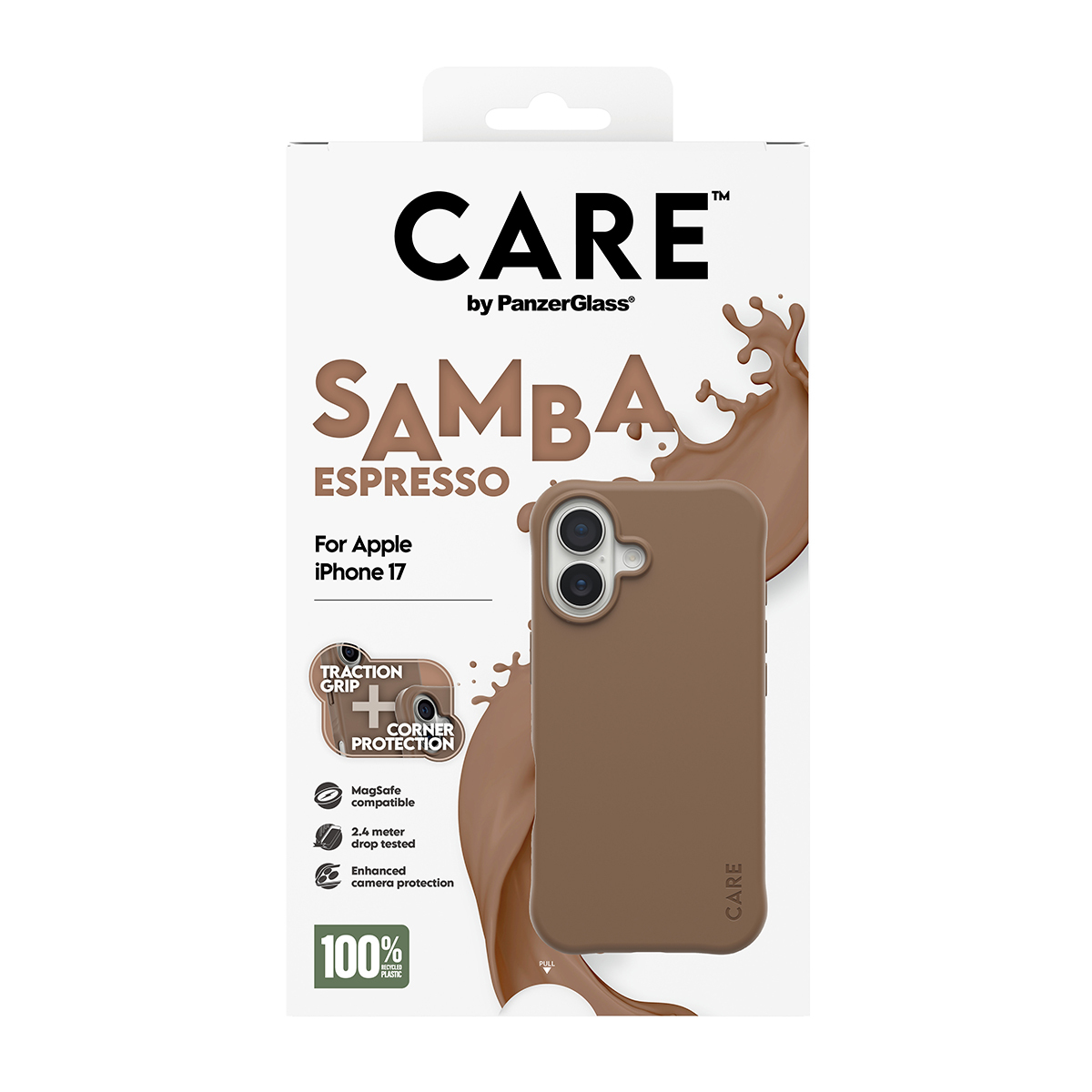 PanzerGlass CARE by � Fashionable Case Samba Espresso w. MagSafe iPhone 17 coque de protection pour t�l�phones portables Housse Marron