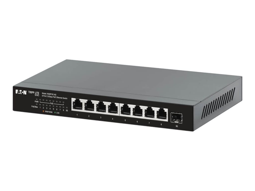 Eaton Tripp Lite series Desktop Gigabit Ethernet Unmanaged Switch, PoE+ Pass-Through 8-Port 2.5 Gbps 100W Metal - Switch - unmanaged - 8 x 10/100/1000/2.5G (PoE+)