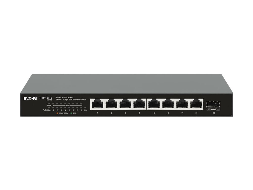 Eaton Tripp Lite series Desktop Gigabit Ethernet Unmanaged Switch, PoE+ Pass-Through 8-Port 2.5 Gbps 100W Metal - Switch - unmanaged - 8 x 10/100/1000/2.5G (PoE+)