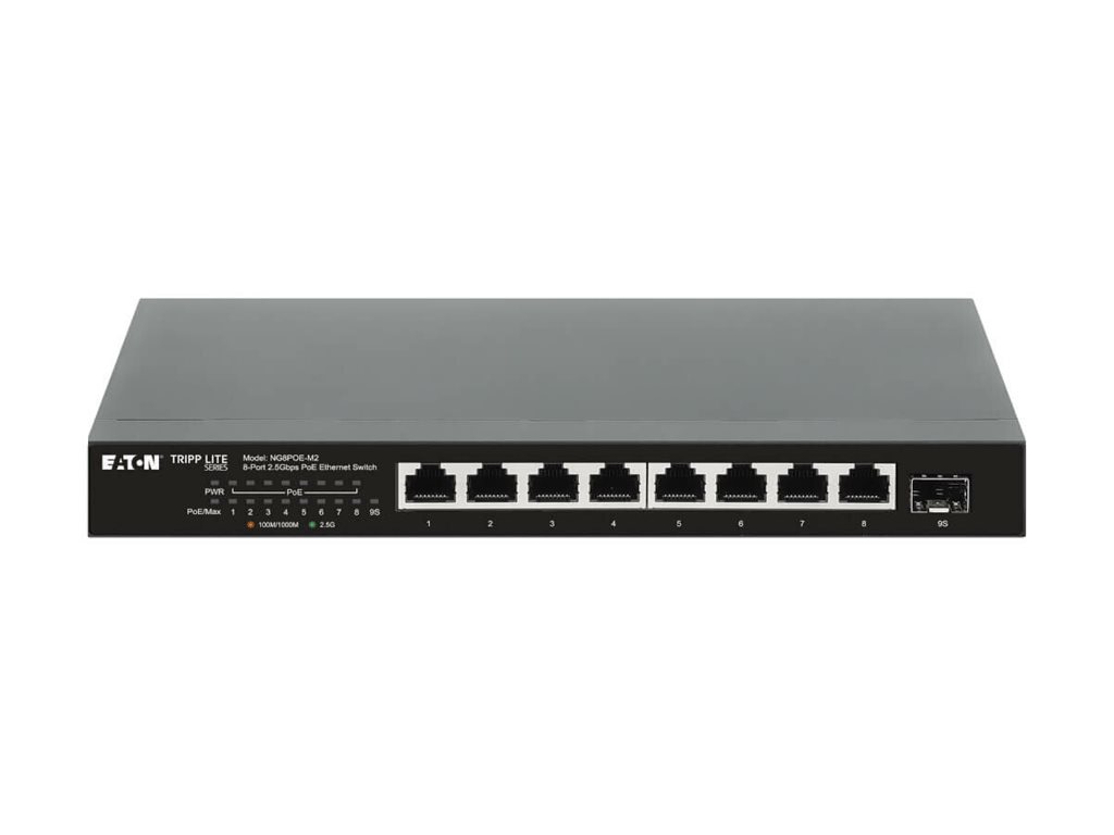 Eaton Tripp Lite series Desktop Gigabit Ethernet Unmanaged Switch, PoE+ Pass-Through 8-Port 2.5 Gbps 100W Metal - Switch - unmanaged - 8 x 10/100/1000/2.5G (PoE+)